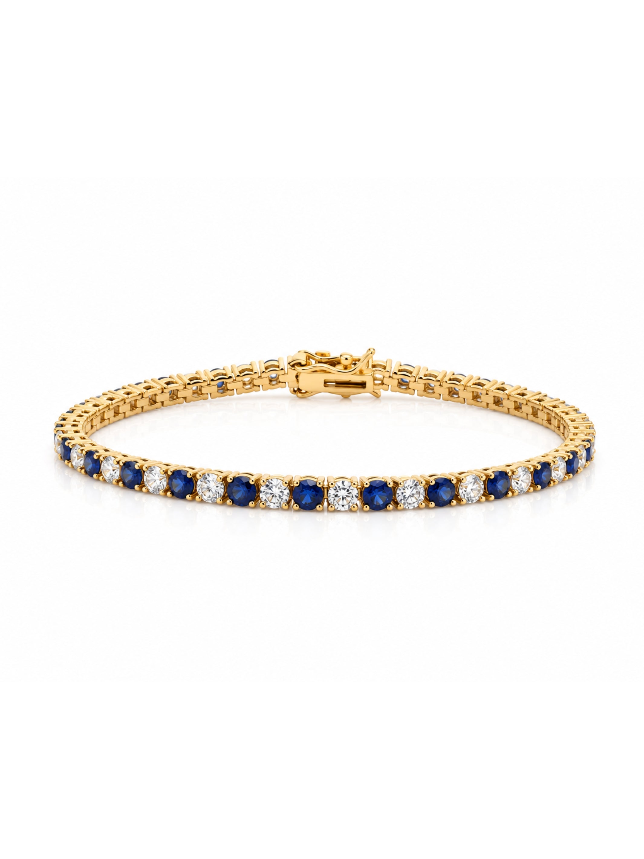 Dee Alternating Blue Sapphire and CZ Tennis Bracelet