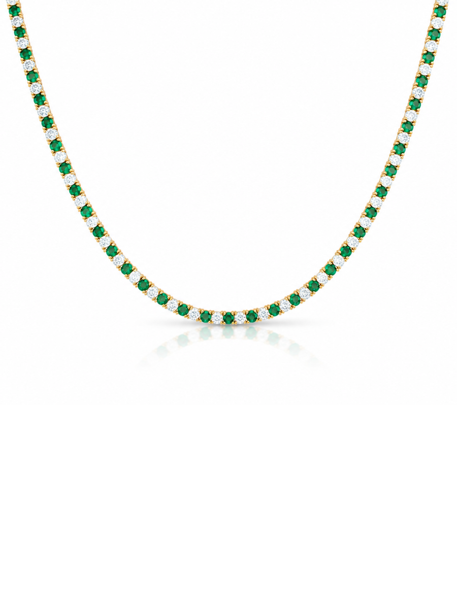 Alex Alternating Emerald and CZ Tennis Necklace | LeMel – LeMel