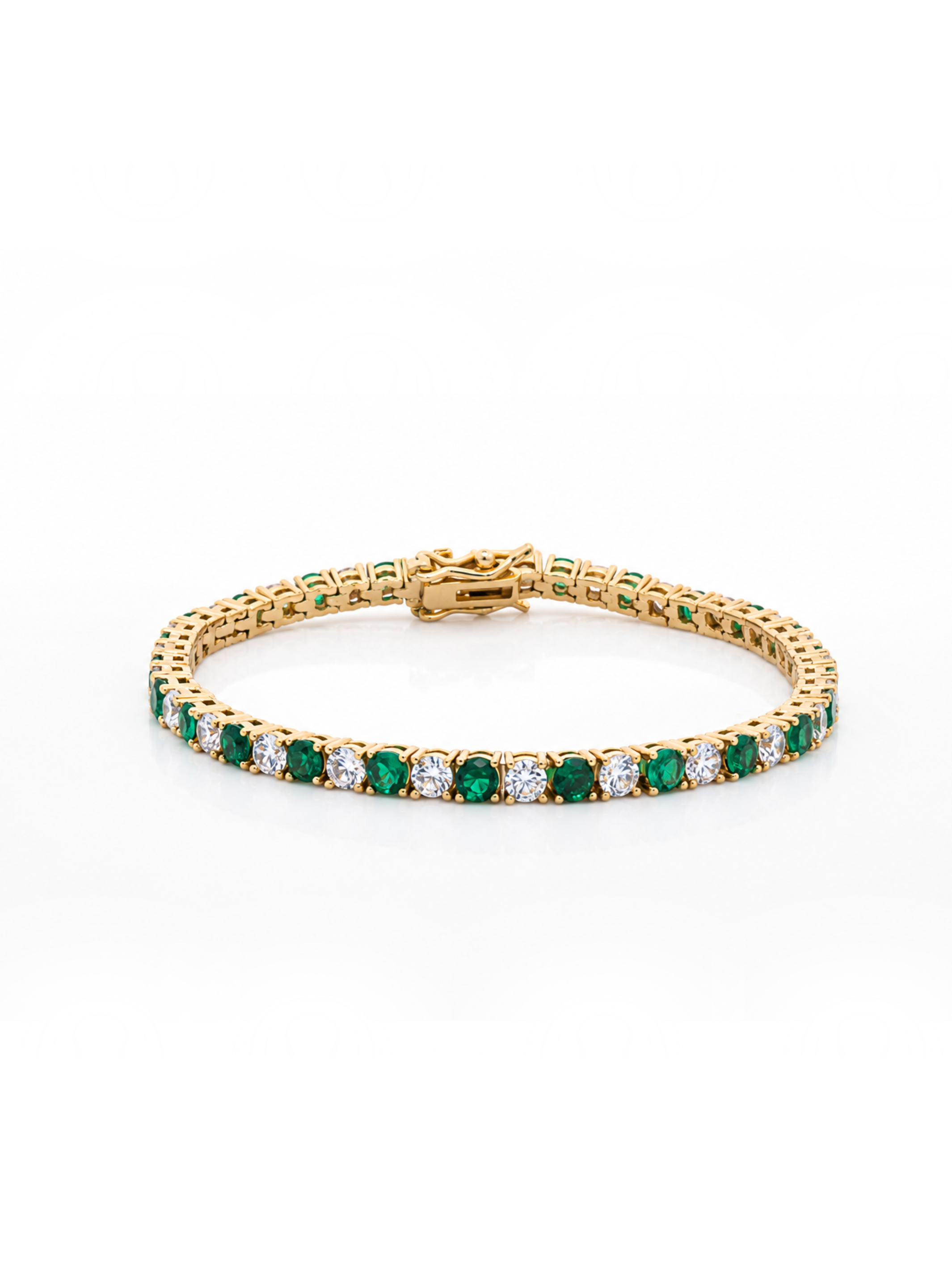 Dee Alternating Emerald and CZ Tennis Bracelet