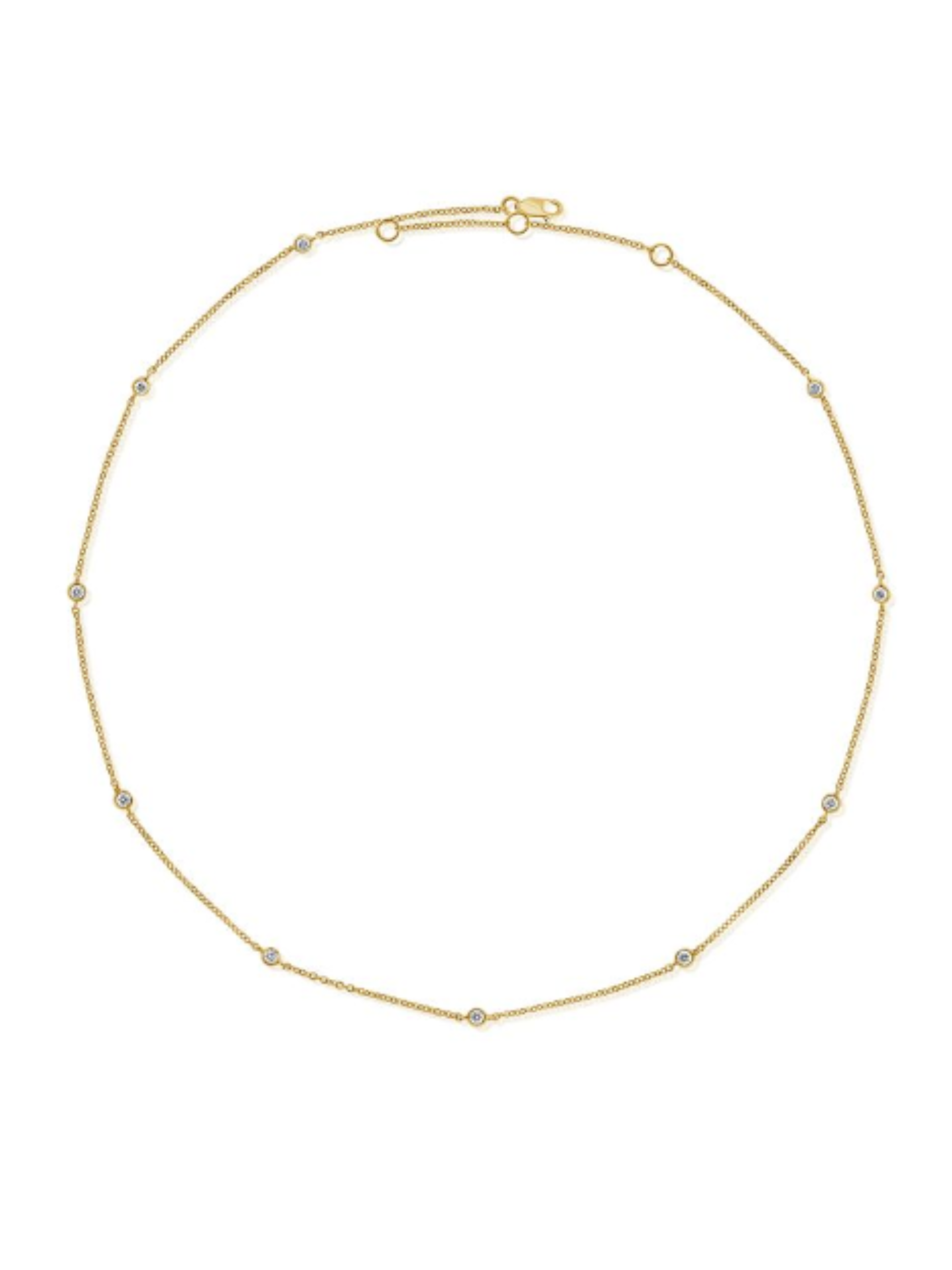 Diamond Bezel 10 Station Necklace 14K