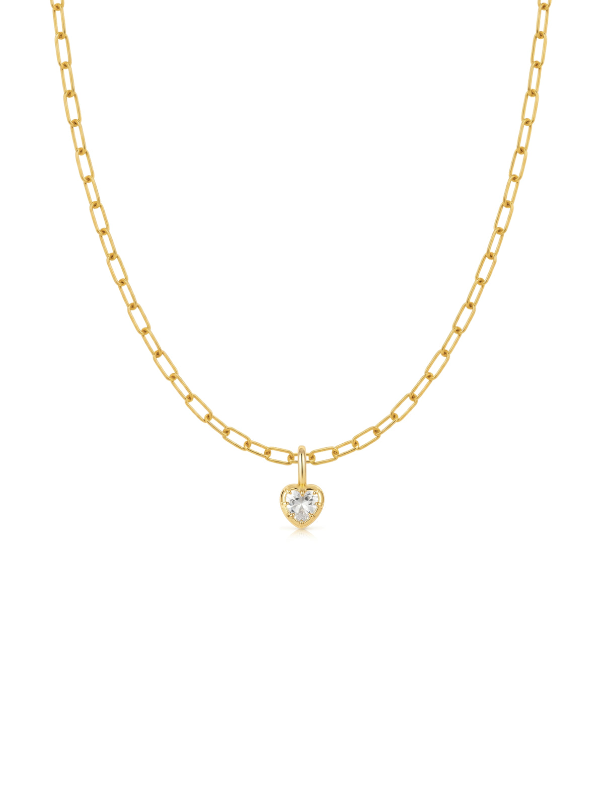 Blaire Bezel Heart CZ Charm Necklace