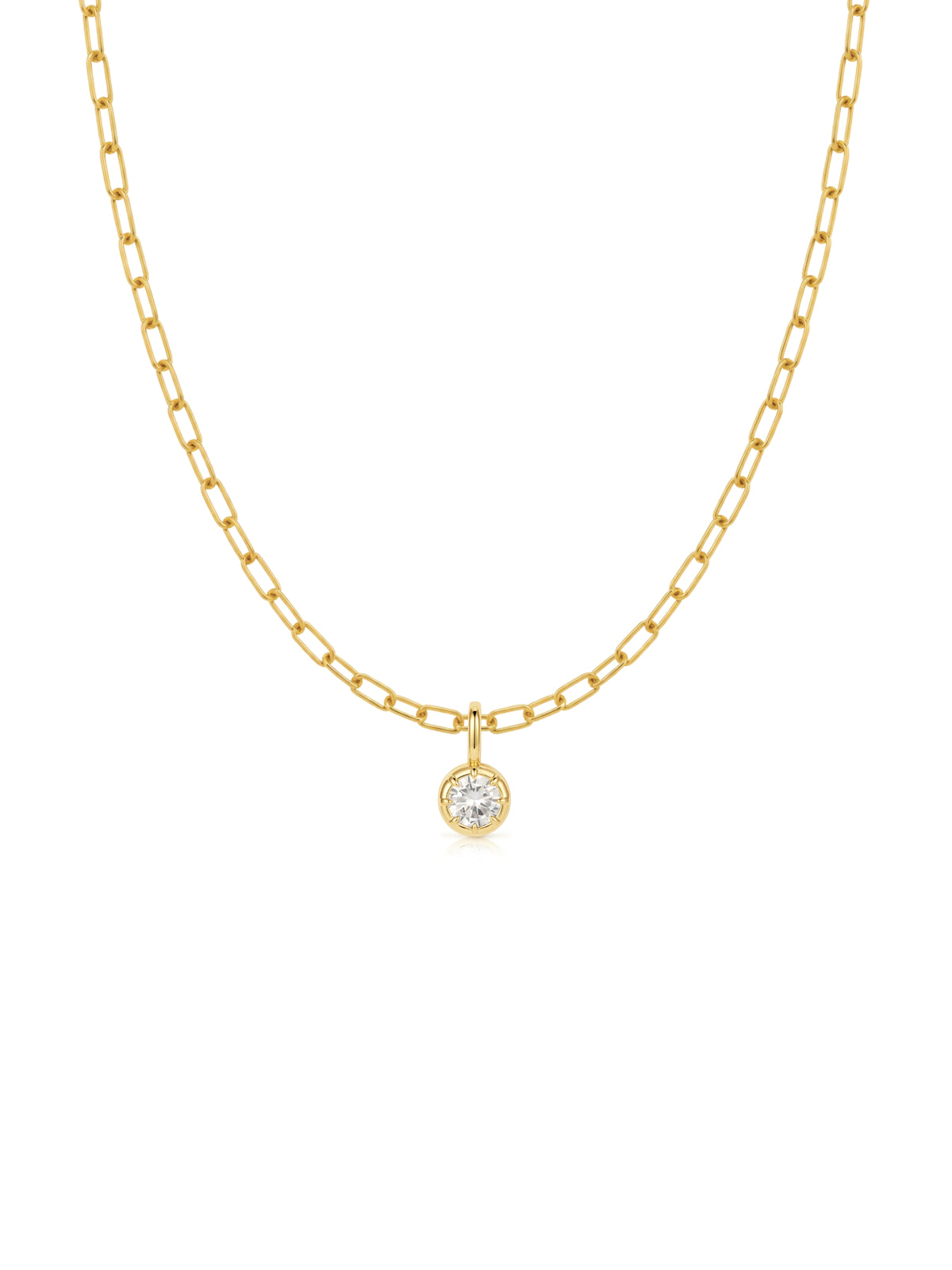Blaire Bezel Round CZ Charm Necklace