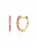 Image of: Bridget Birthstone and Diamond Huggie Earring - Pink Sapphire 14K