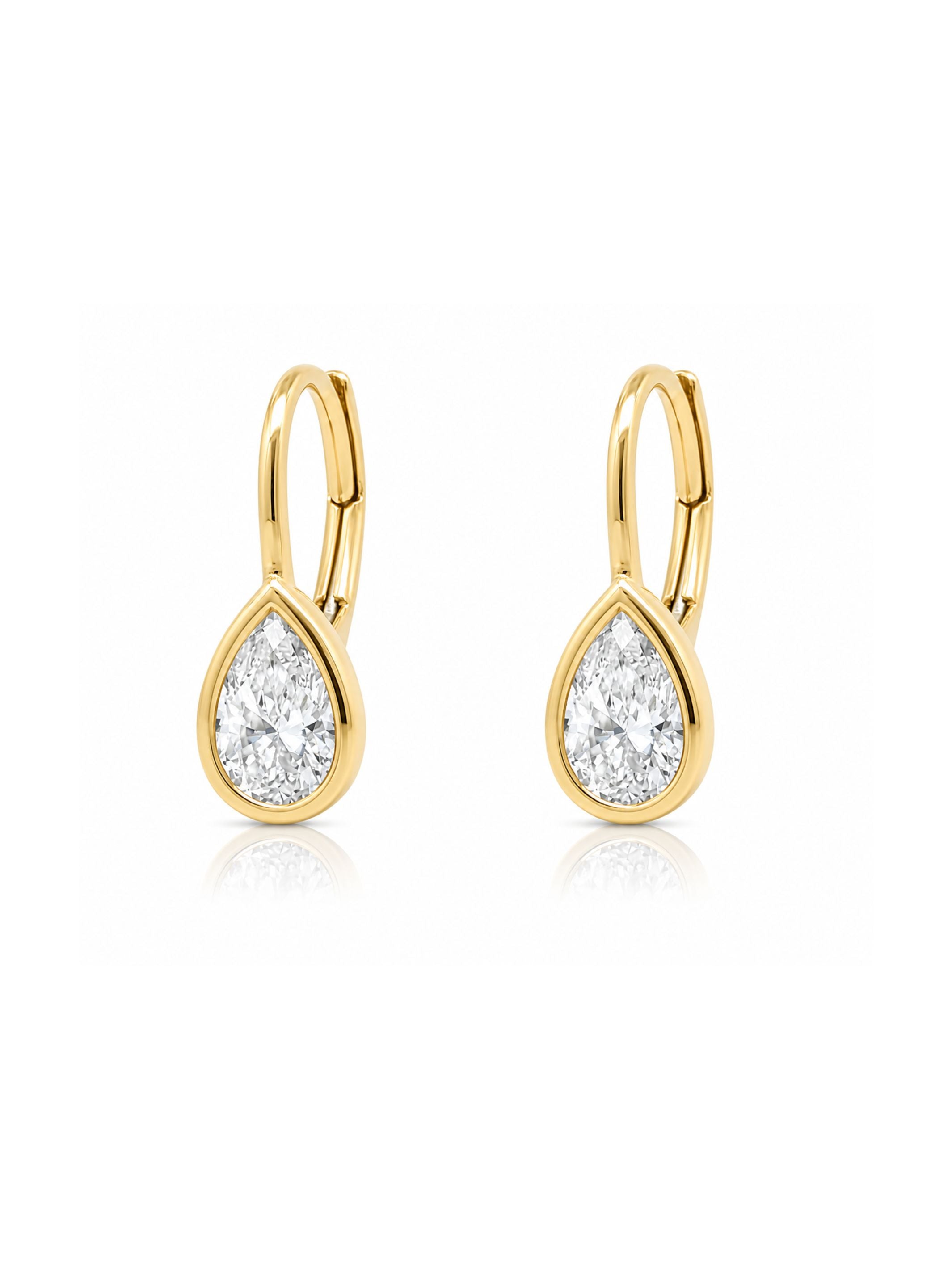 Dakota Pear Diamond Bezel Drop Huggie 14K