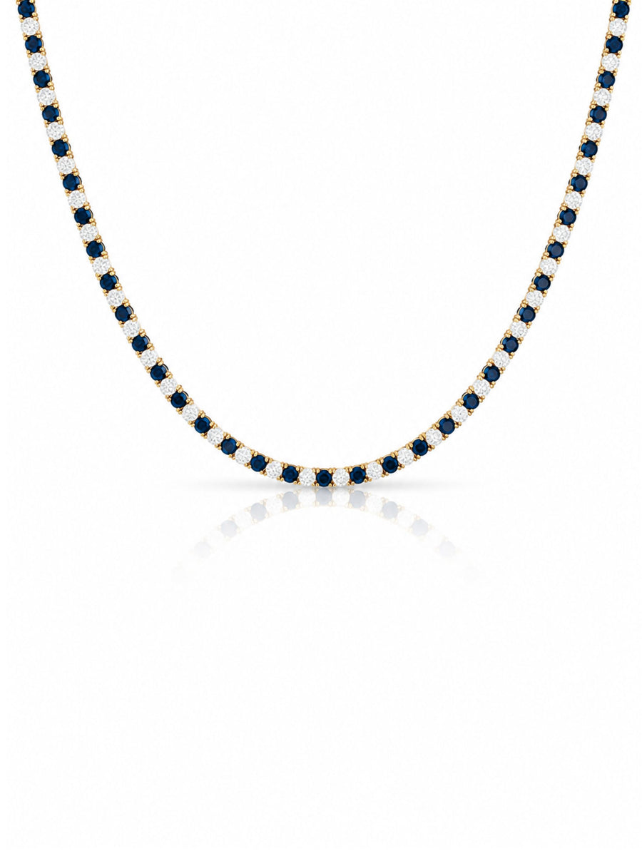 Dee Alternating Blue Sapphire and CZ Tennis Necklace | LeMel – LeMel