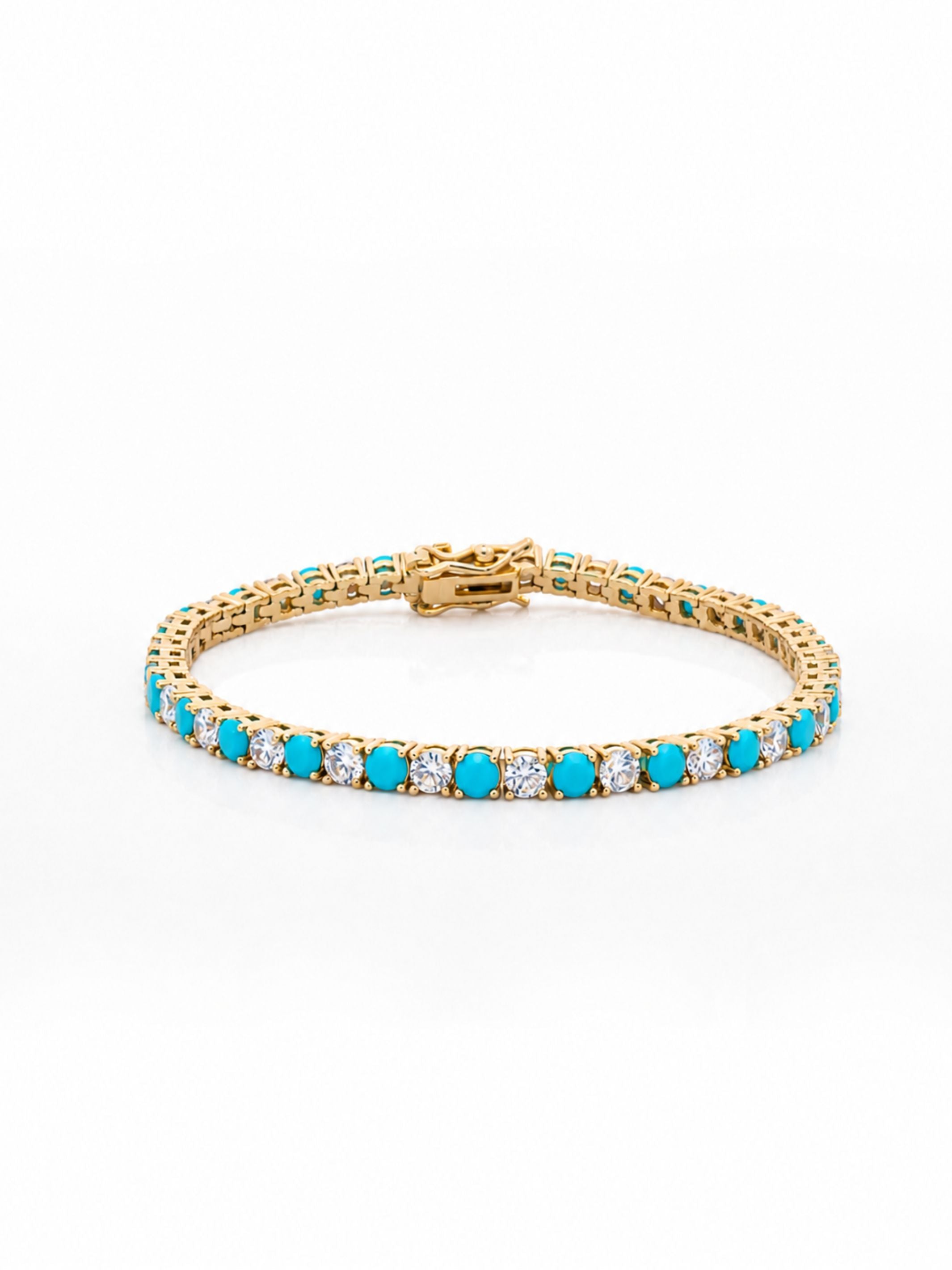 Dee Alternating Turquoise and CZ Tennis Bracelet