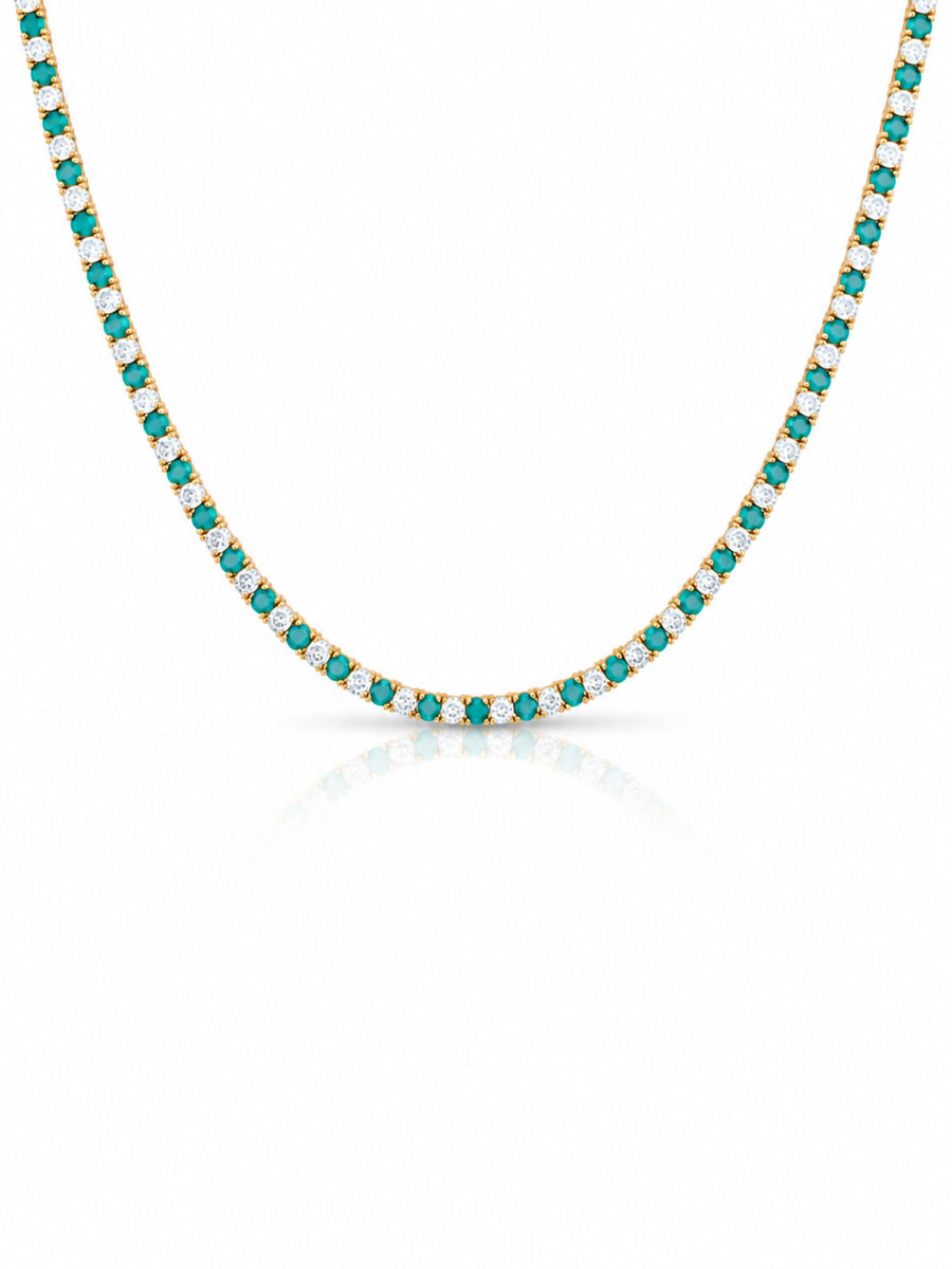 Dee Alternating Turquoise and CZ Tennis Necklace | LeMel – LeMel