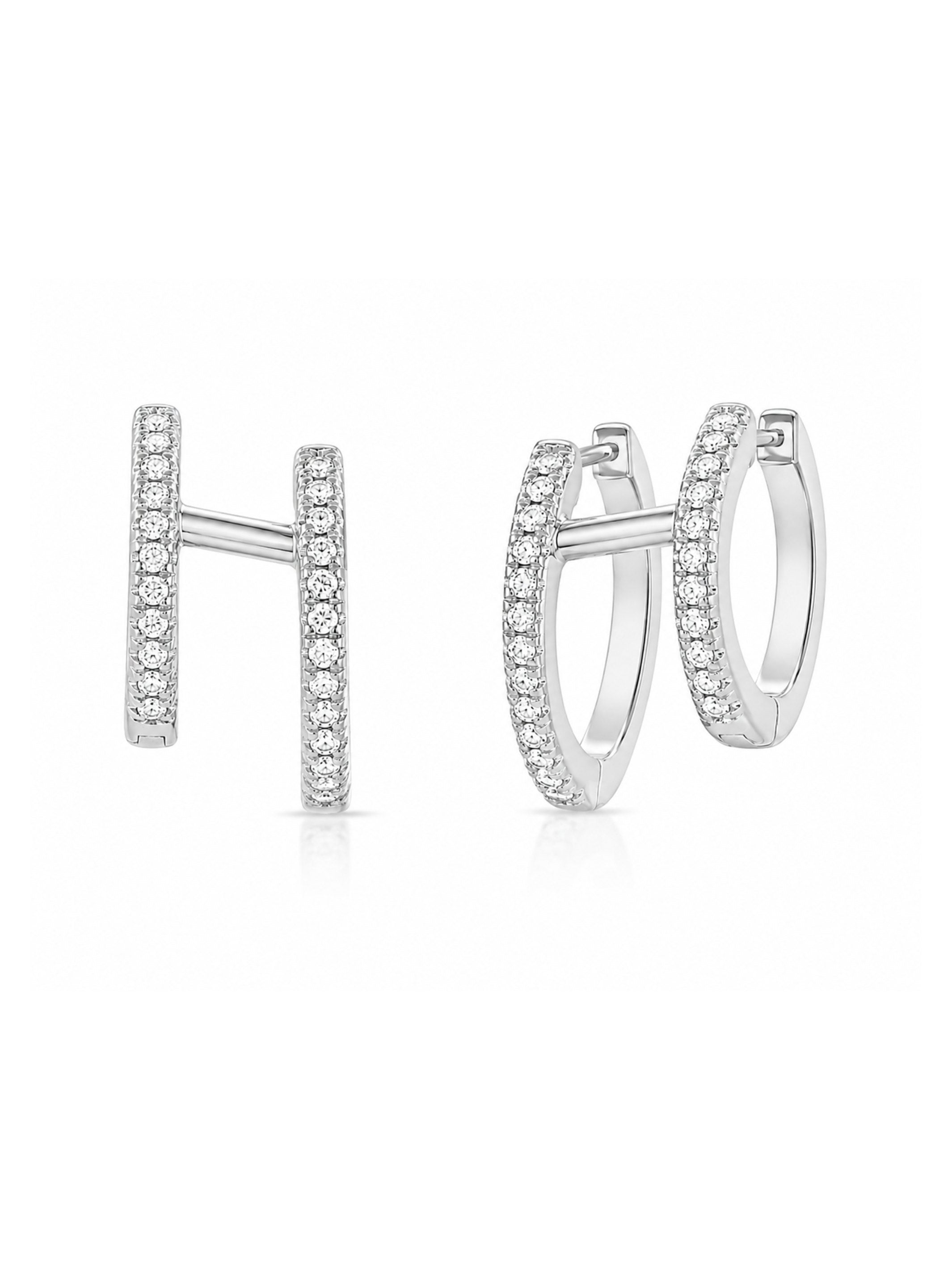 Demi Double Diamond Huggie Earring 14K
