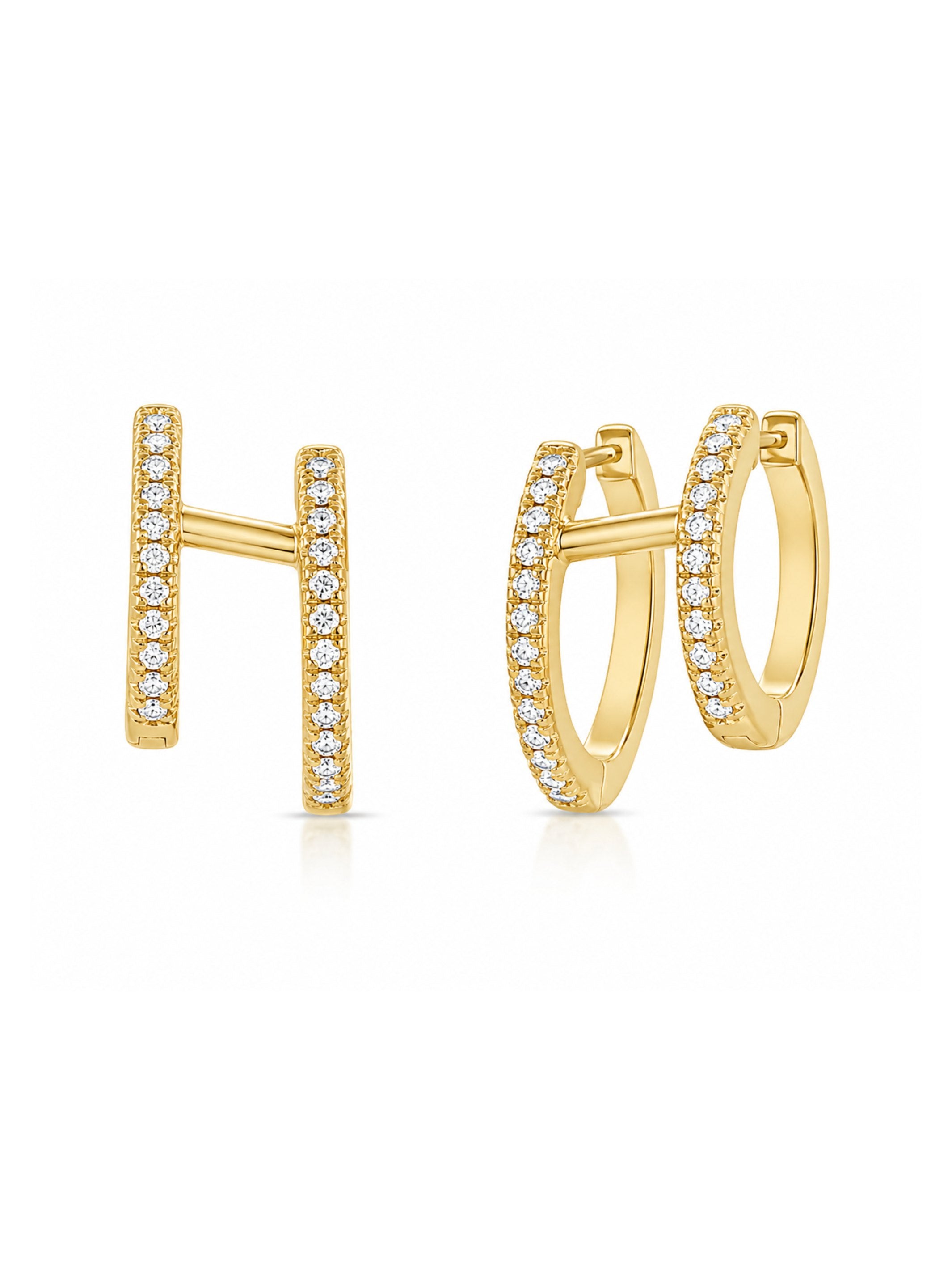 Demi Double Diamond Huggie Earring 14K