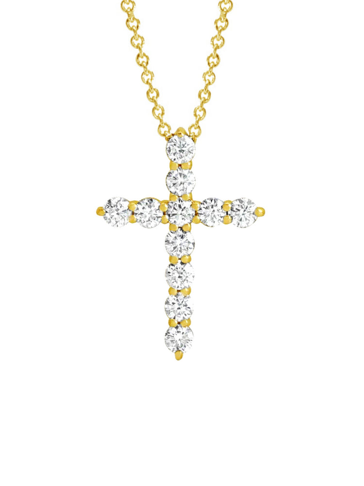 Diamond Cross Necklace - Medium 14K