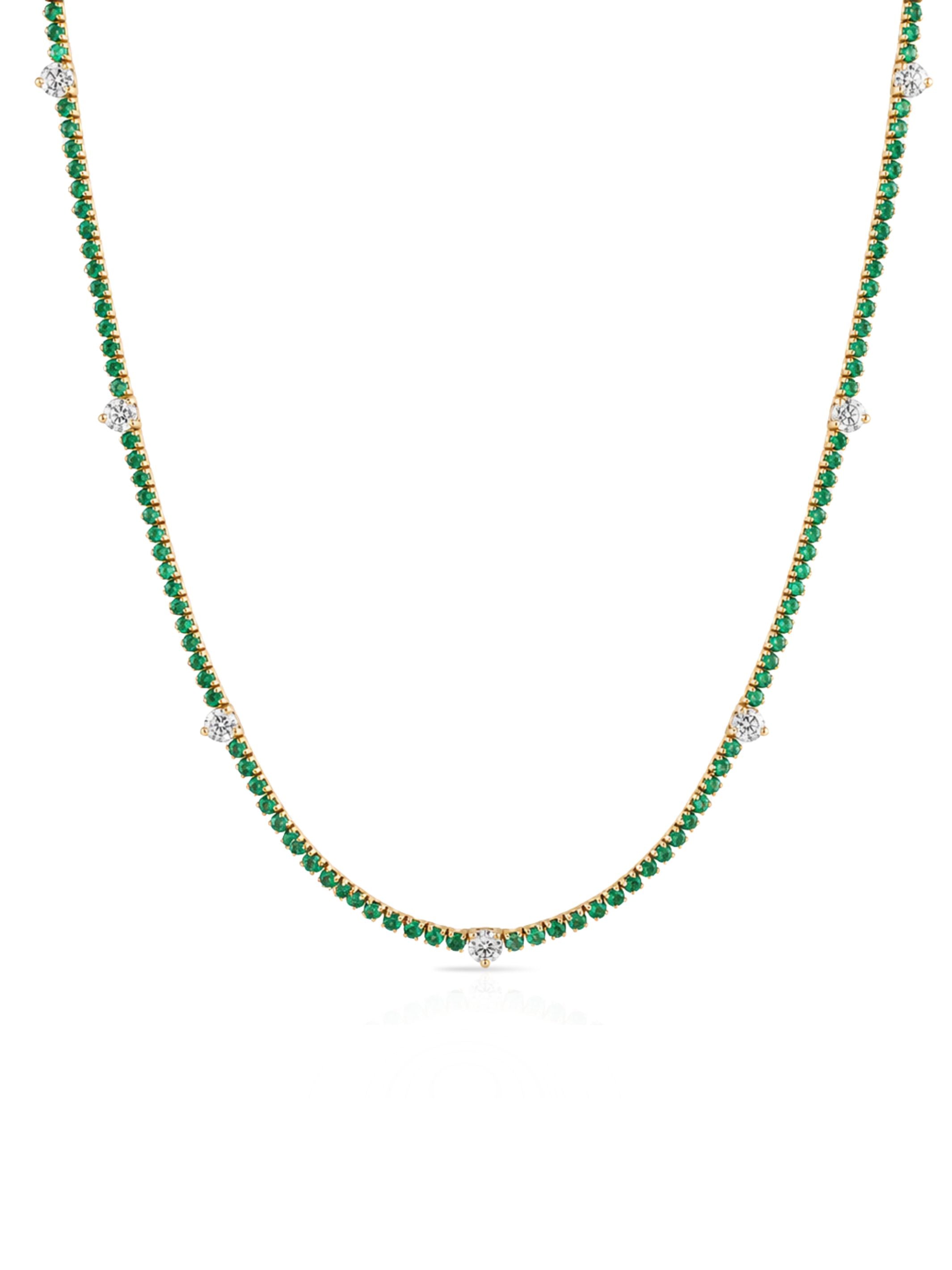 Eden Emerald and Diamond Tennis Necklace 14K