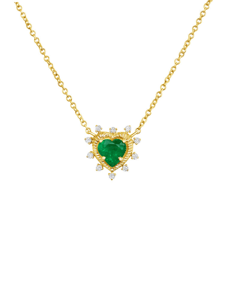 Jasmine Emerald Heart Necklace 14K