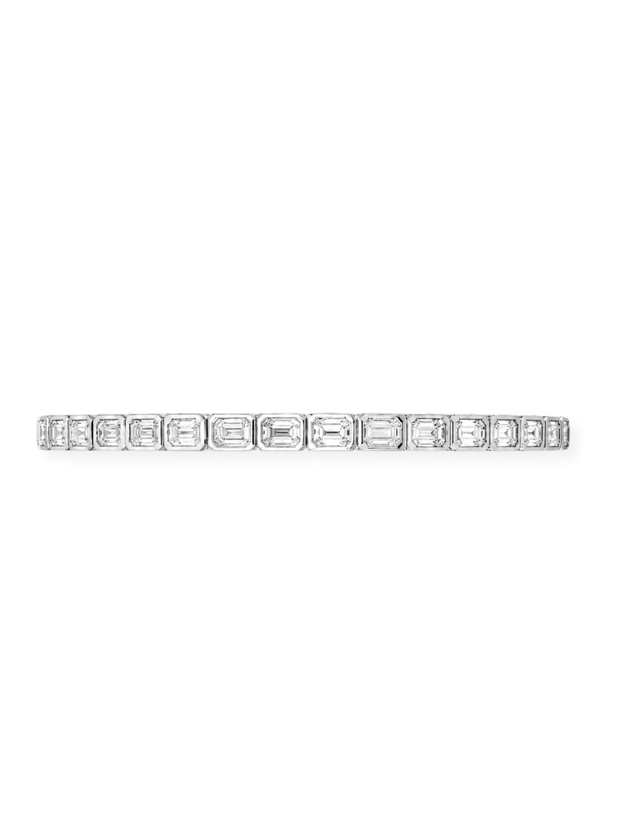 Lab Diamond Bezel Tennis Bracelet - Emerald 14K