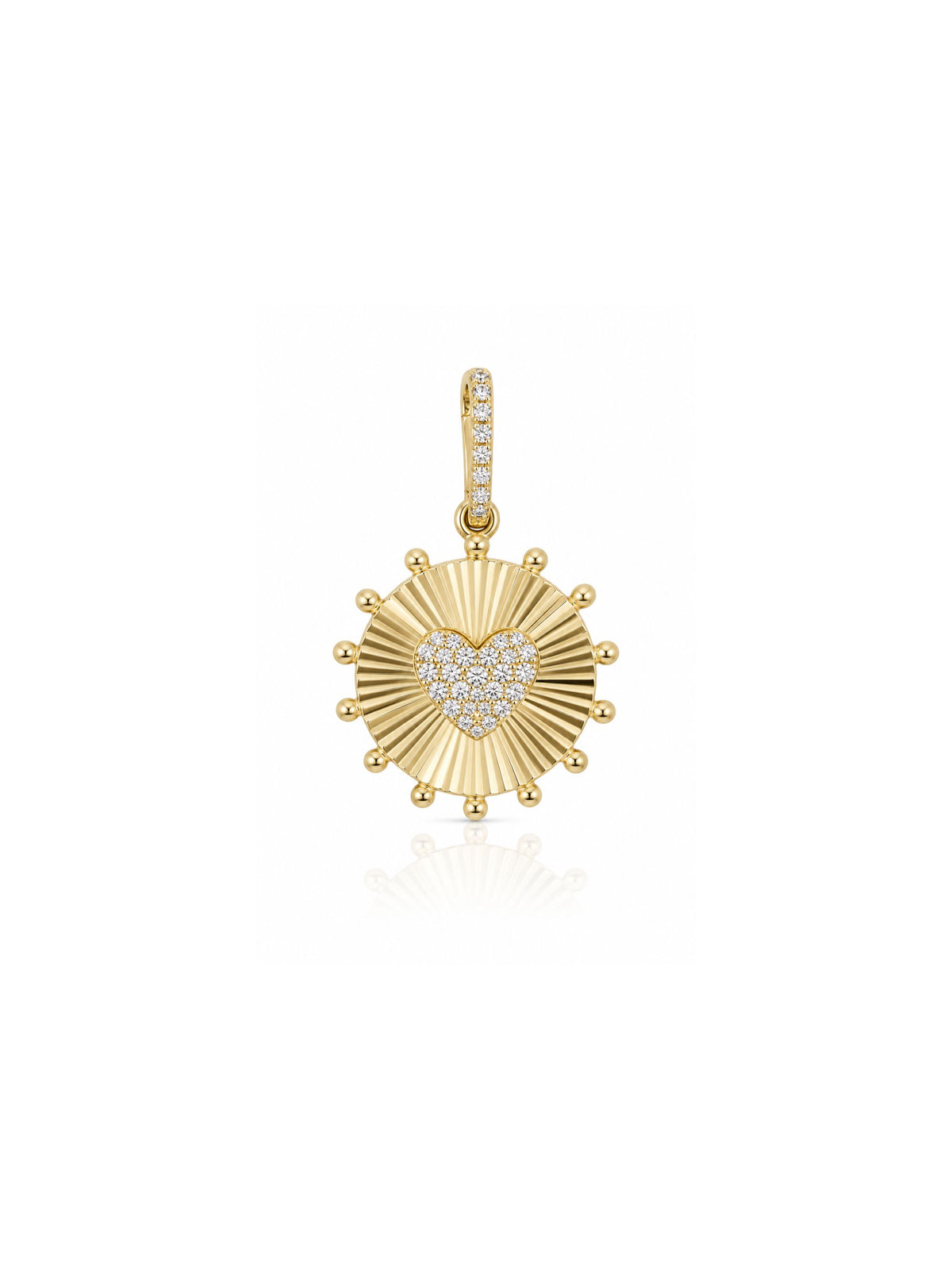 Florence Fluted Diamond Heart Charm 14K