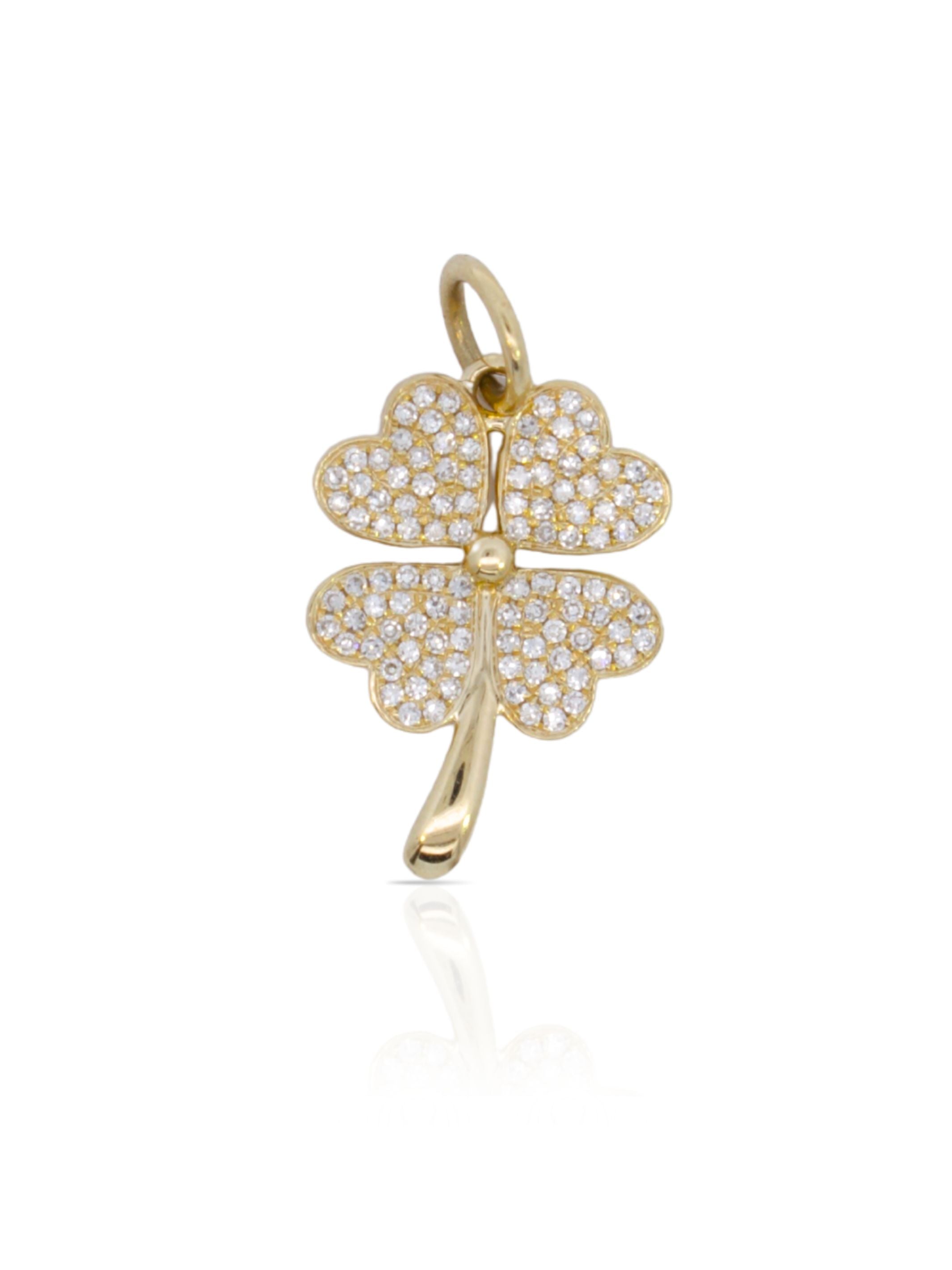 Four Leaf Clover Diamond Charm 14K