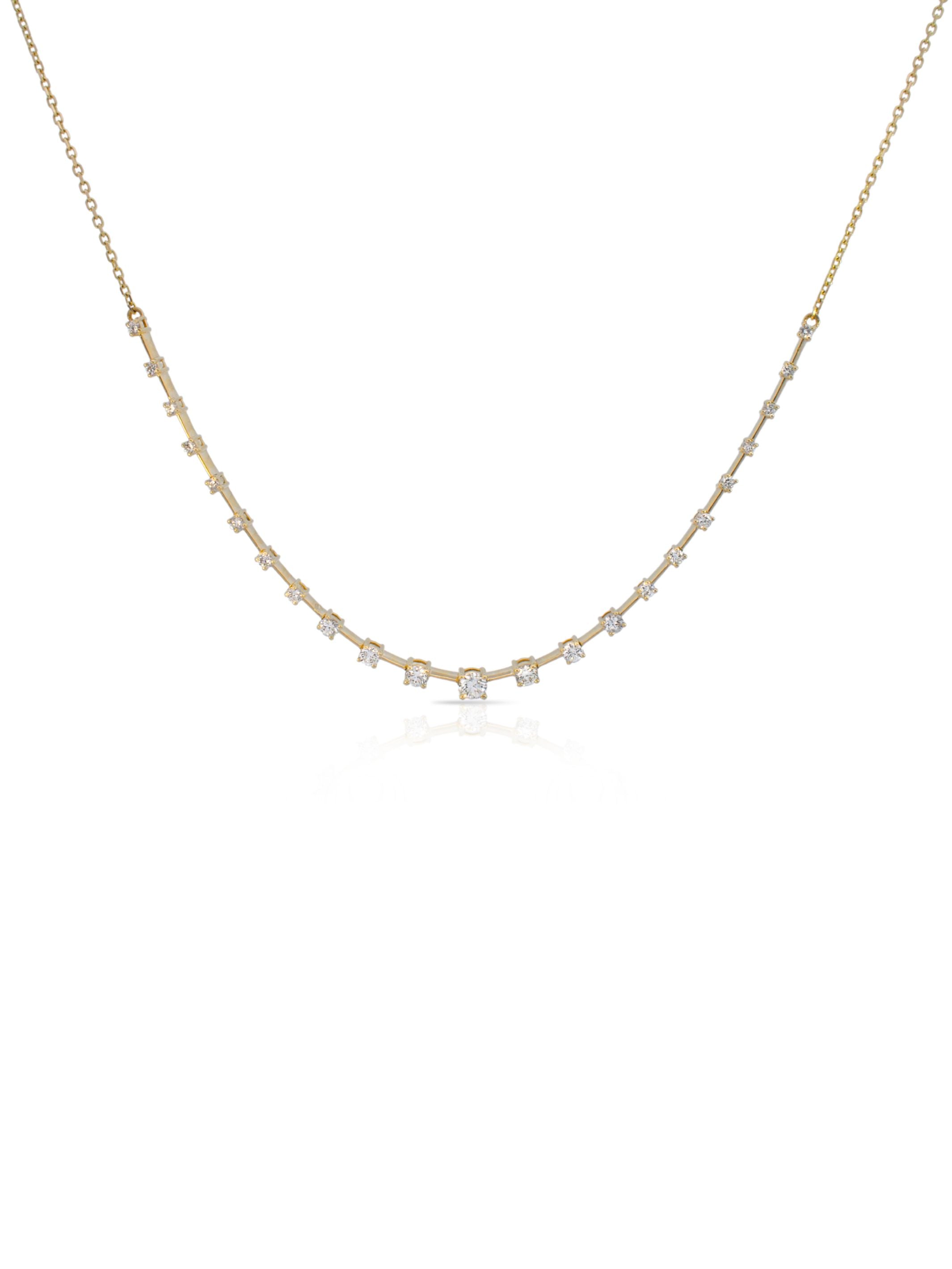 Georgia Graduated Diamond Bar Necklace 14K