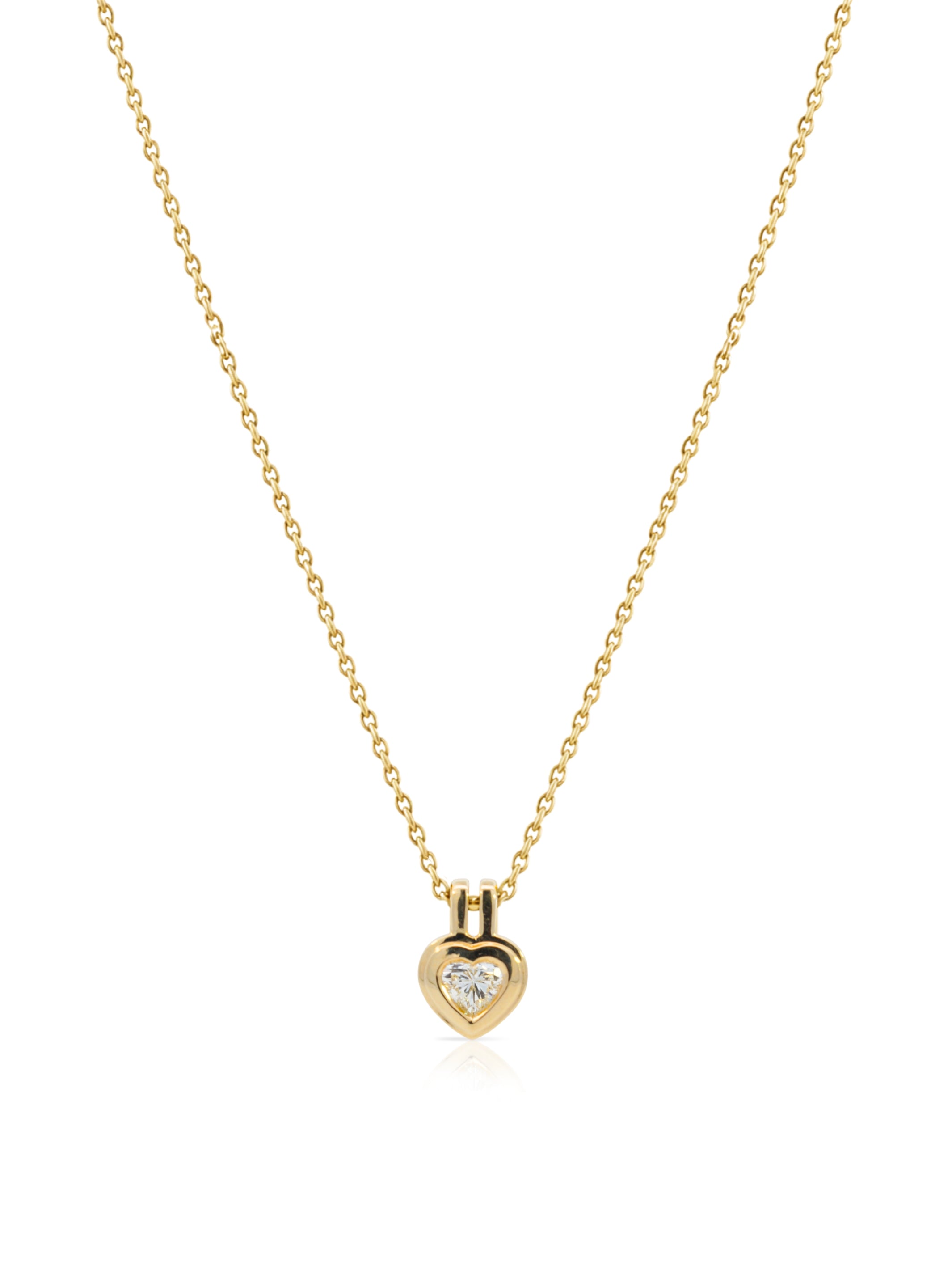Heart-Cut Diamond Double Bezel Pendant Necklace 14K
