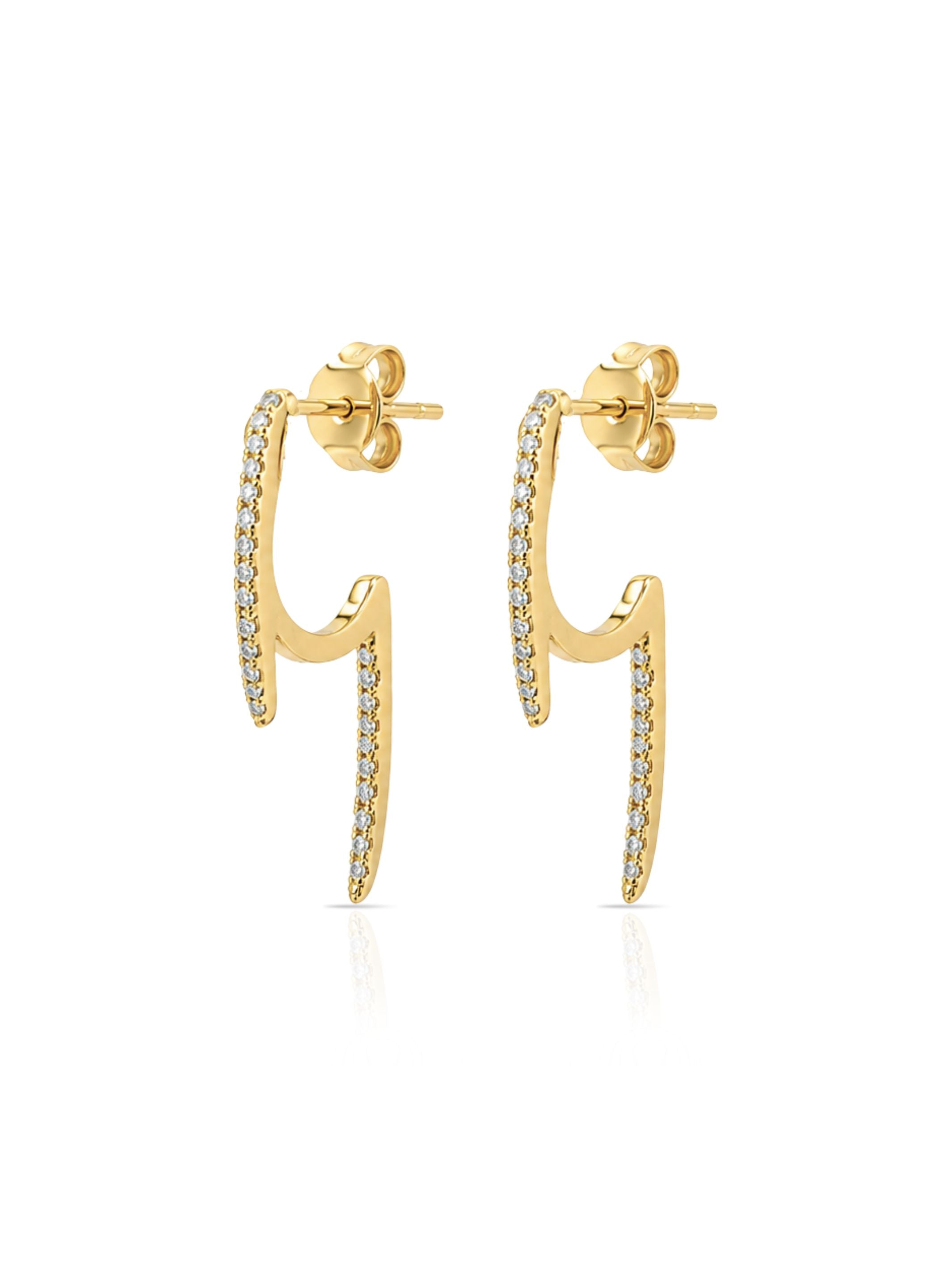 Mini Stella Double Spike Diamond Stud Earring 14K