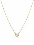 Image of: Oval Cut Diamond Bezel Pendant Necklace 14K