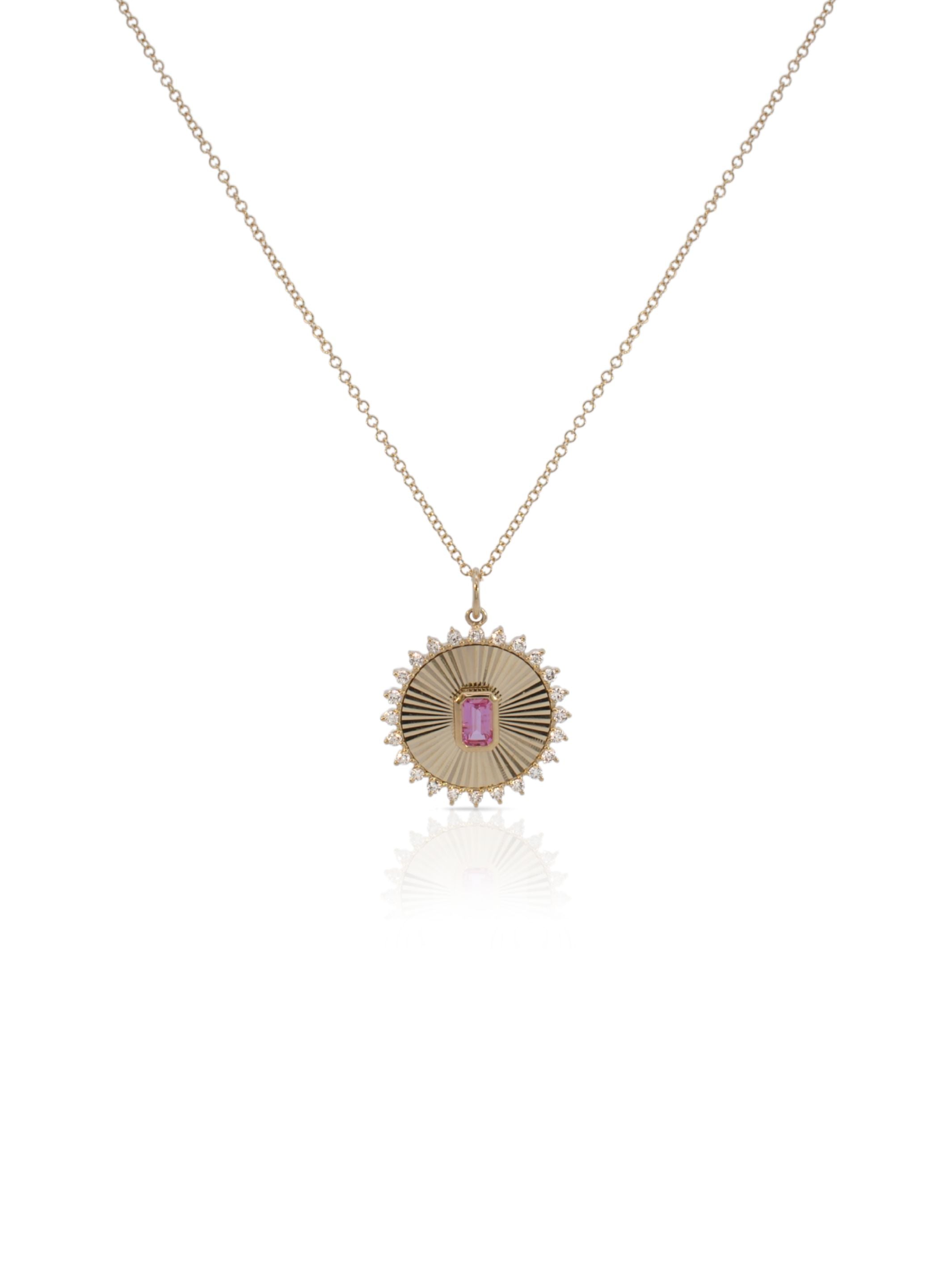 Paloma Pink Sapphire and Diamond Pendant Necklace 14K
