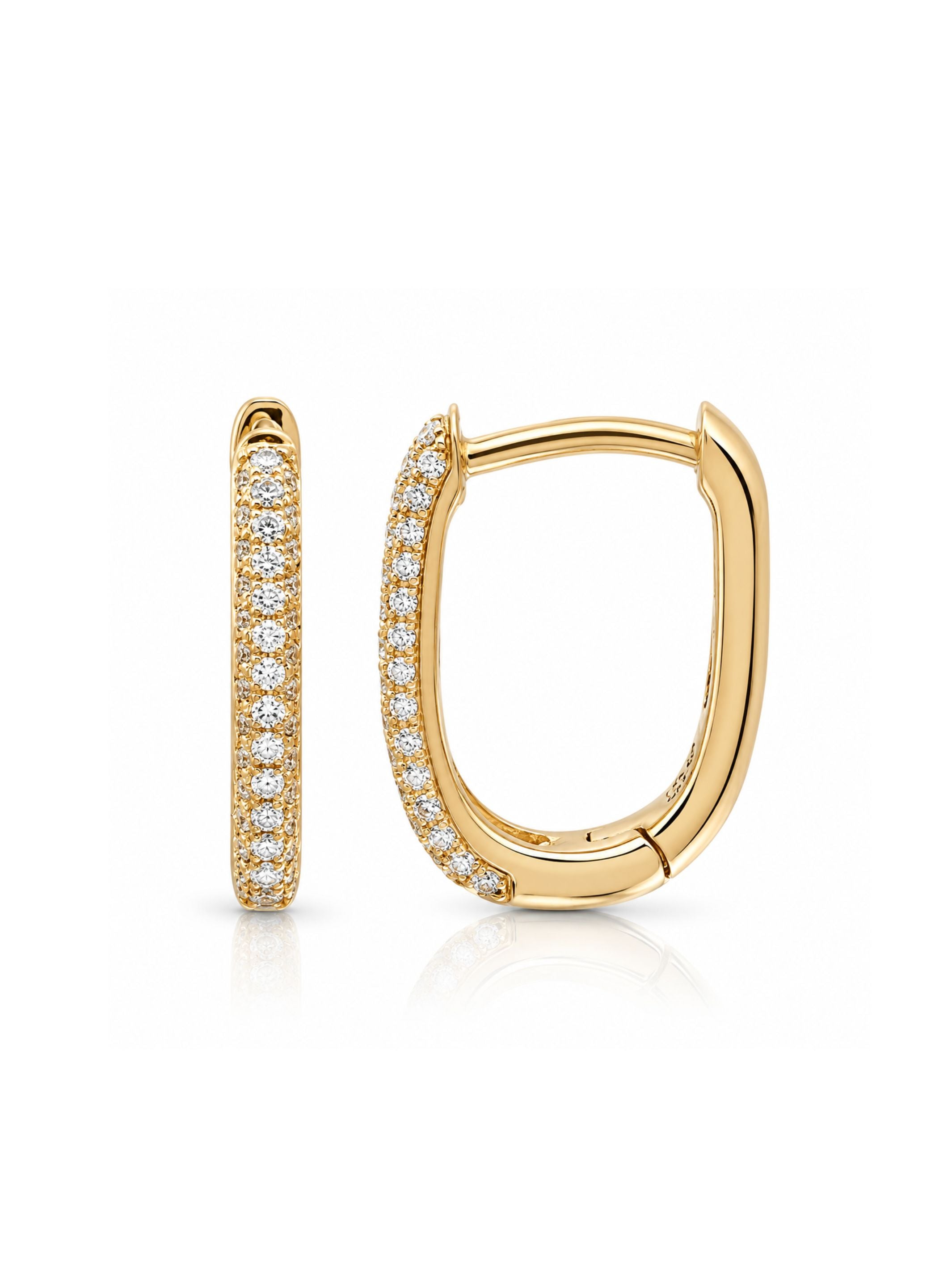 Mini Pavé Diamond Paperclip Huggie Earring 14K