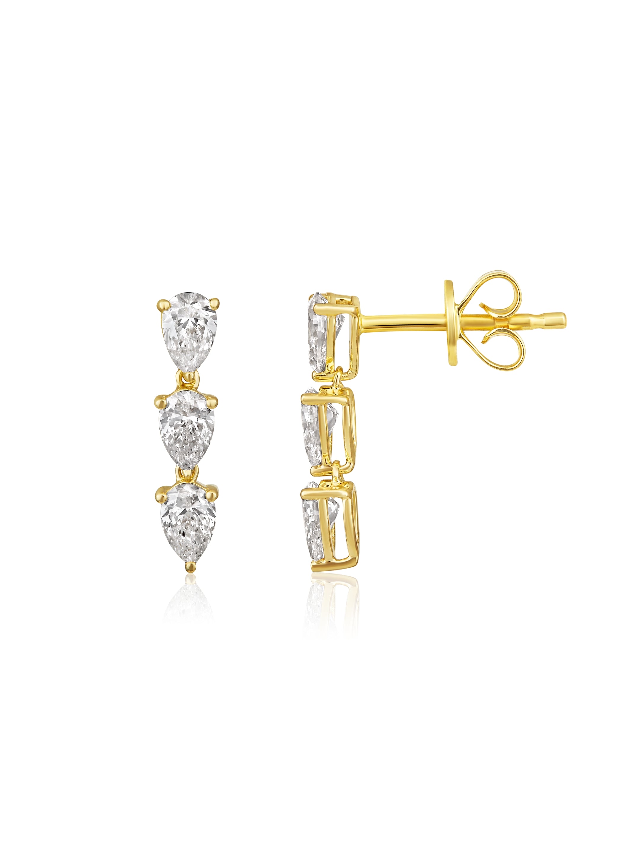 Percy Pear Diamond Drop Stud Earrings 14K
