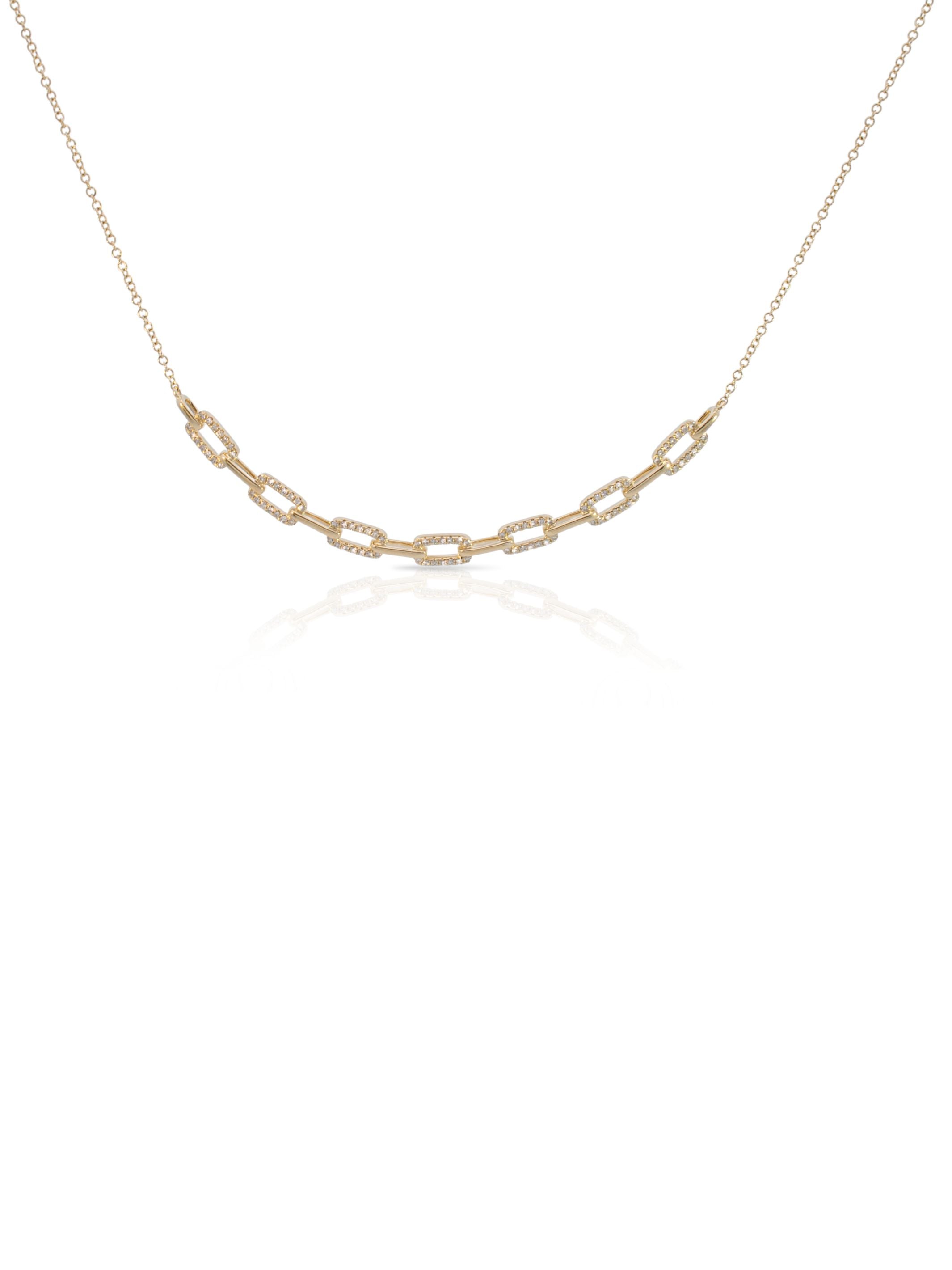 Presley Paperclip Diamond Chain Necklace 14K
