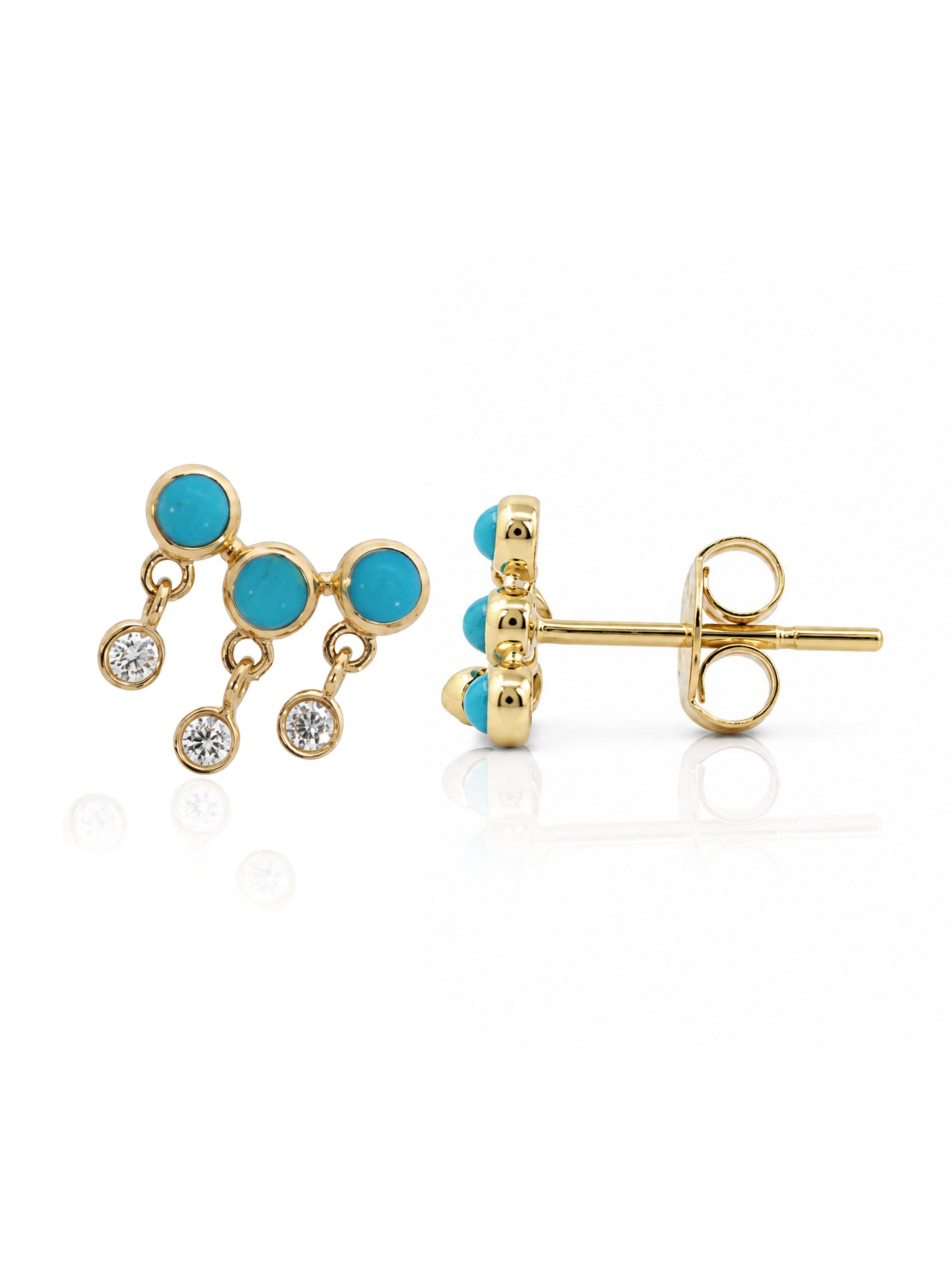 Teagan Turquoise and Diamond Climber Stud Earring 14K