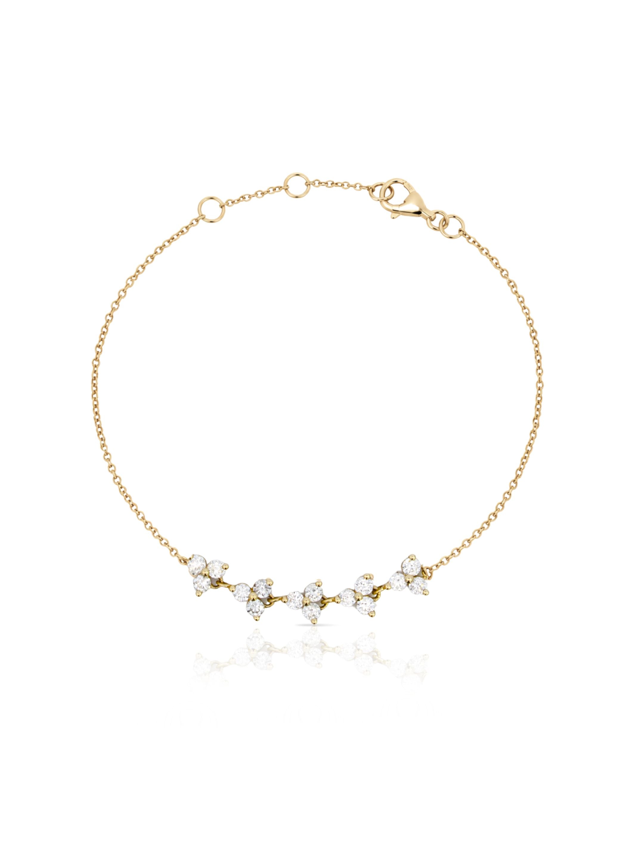 Tiny Trio Diamond Bar Bracelet 14K
