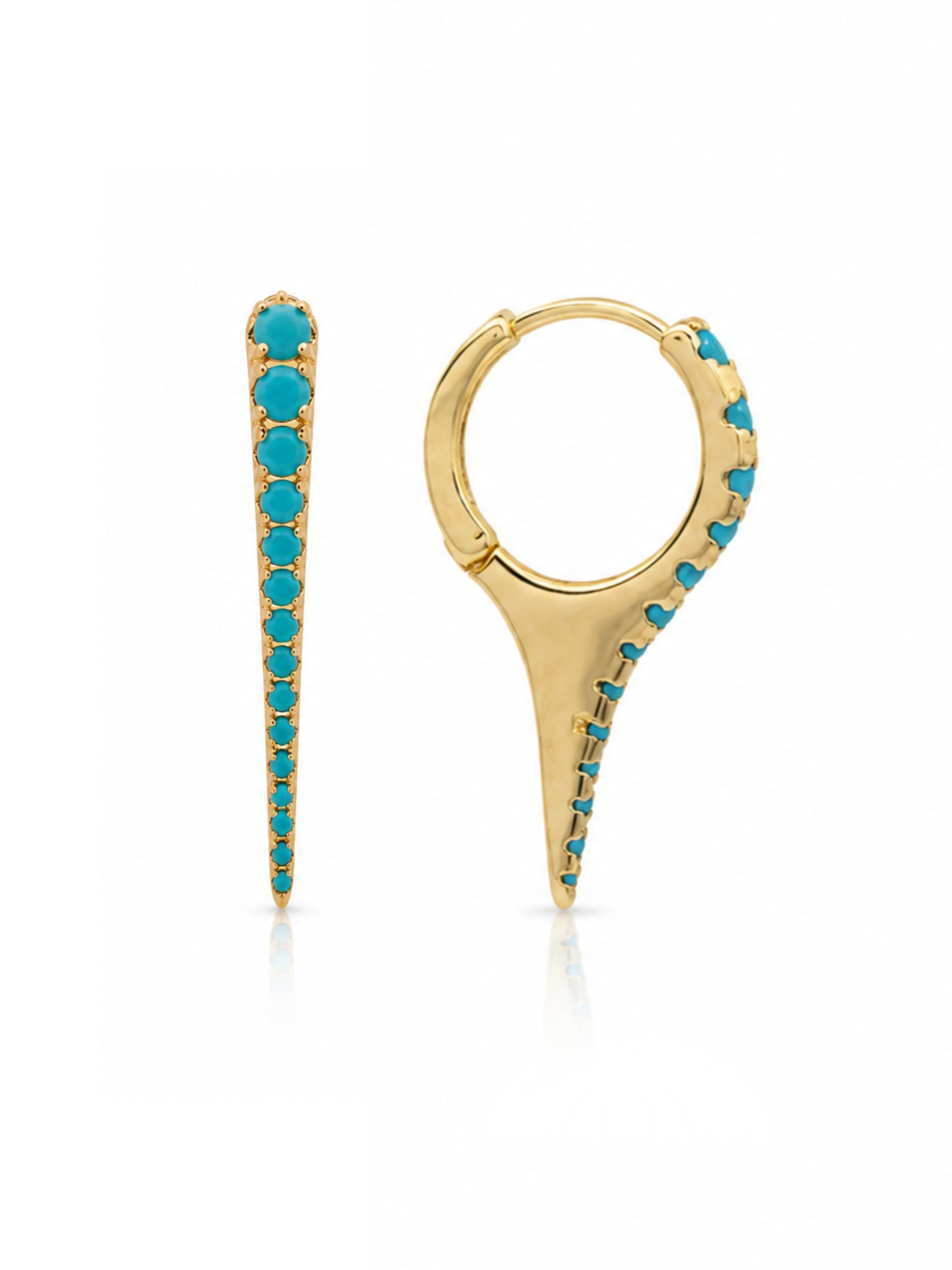 Summer Turquoise Spike Huggie Earrings