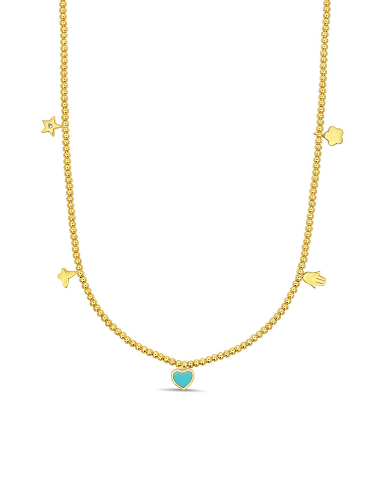 Caroline Charm Beaded Necklace - 2mm