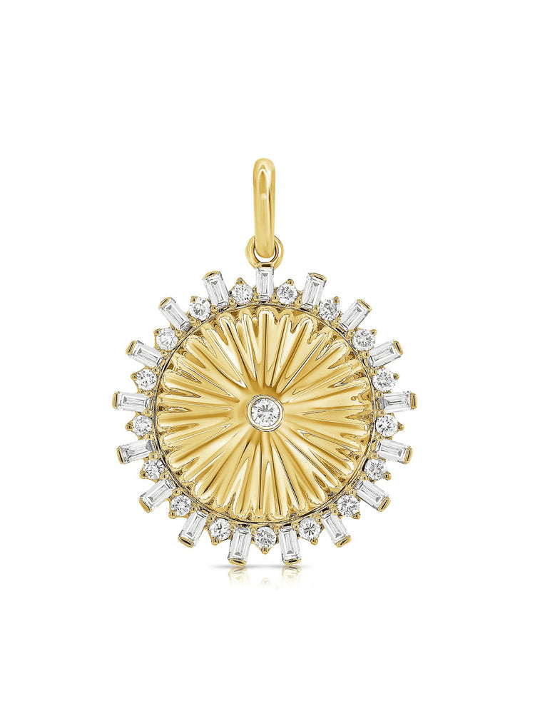 Kenedi Diamond Disc Pendant Necklace 14K