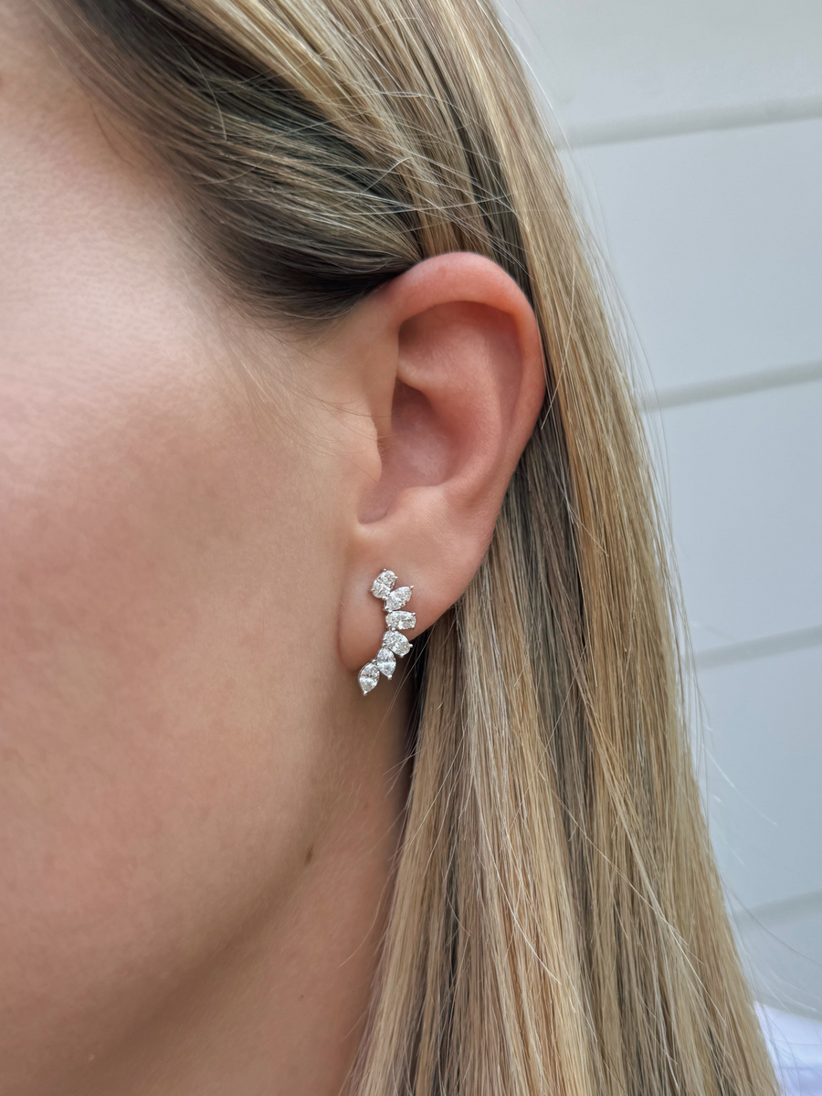 Juliette Diamond Climber Stud Earrings 18K | LeMel – LeMel
