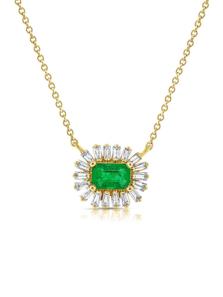 Evelyn Pendant Necklace - Emerald 14K