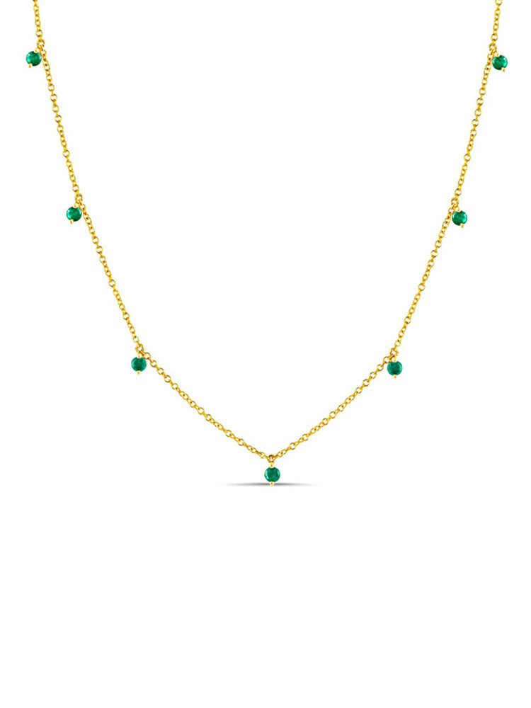 The Dot Layering Necklace - Emerald 14K
