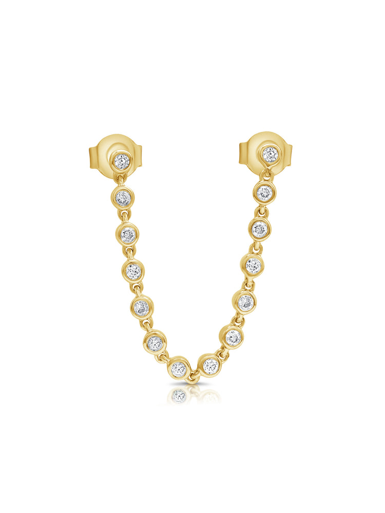 Endless Bezel Chain Double Stud Earring 14K