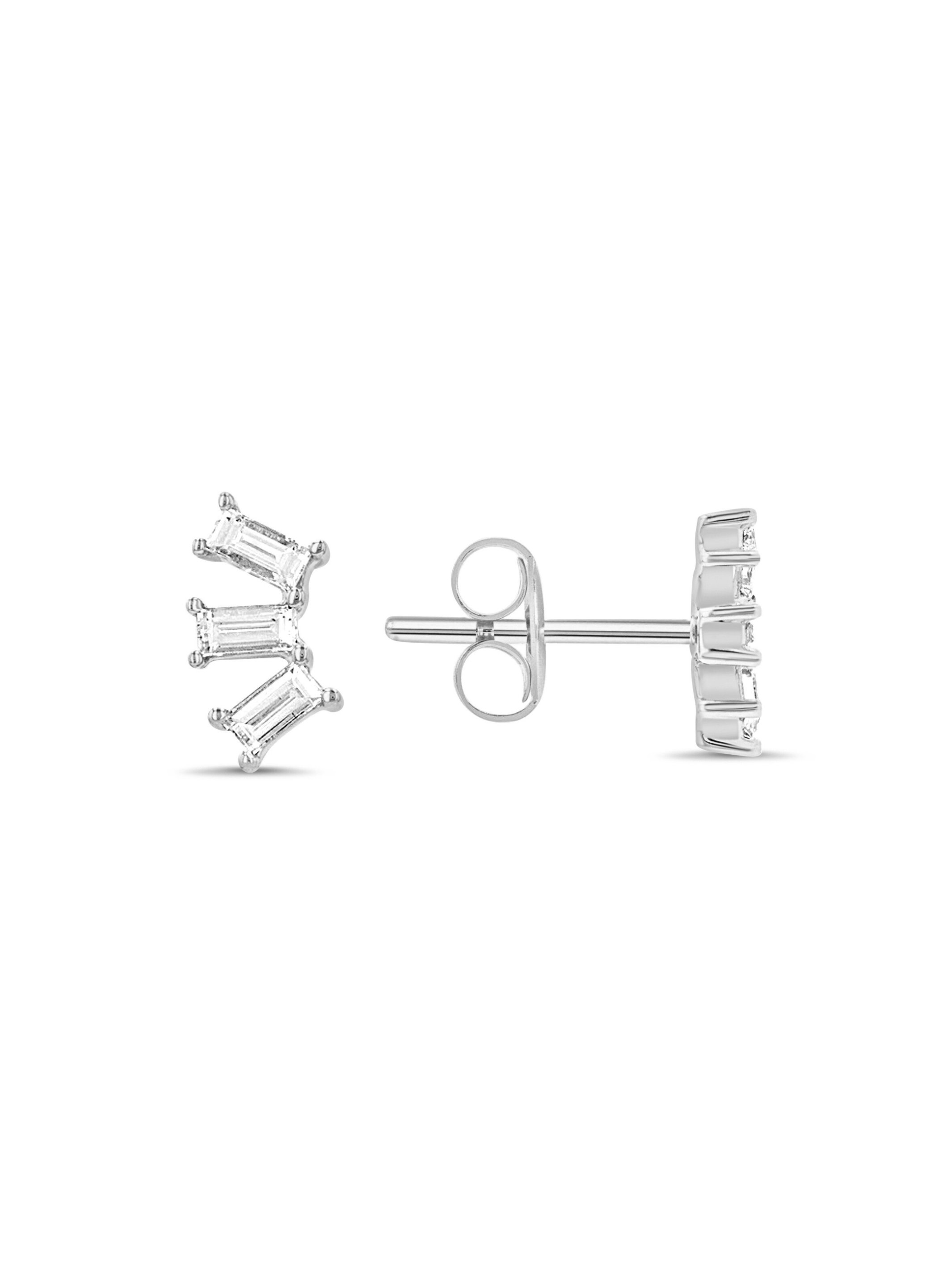 Mini Paris Baguette Stud Earrings 14K