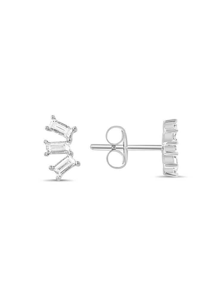 Mini Paris Baguette Stud Earrings 14K