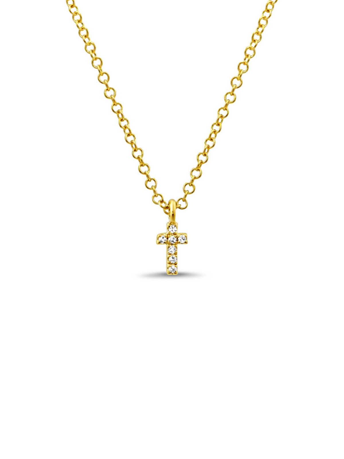 Mini Diamond Cross Necklace 14K