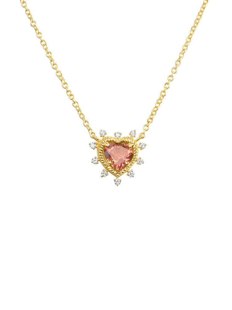Jasmine Pink Sapphire Heart Necklace 14K