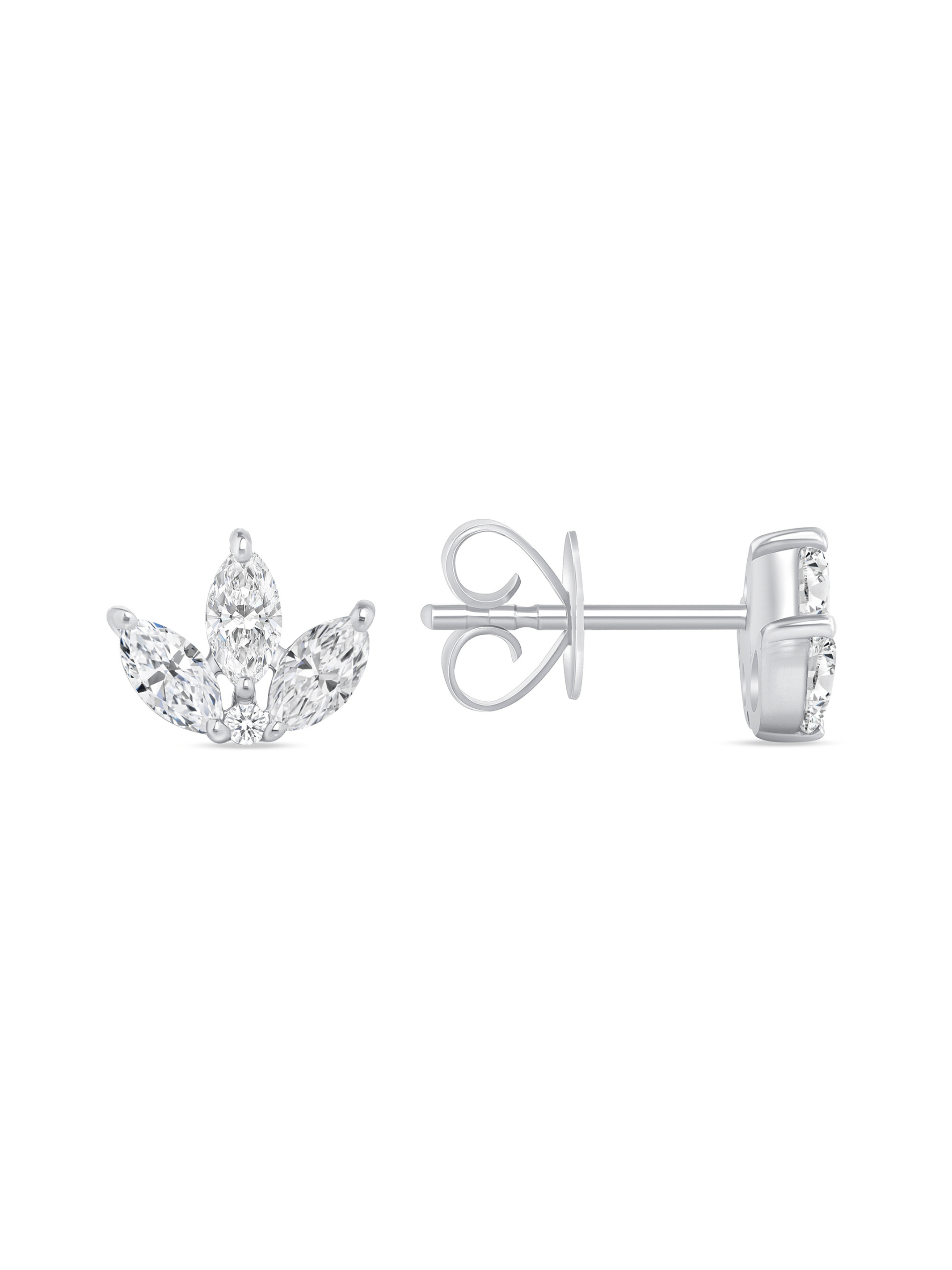 Diamond Lotus Stud 14K