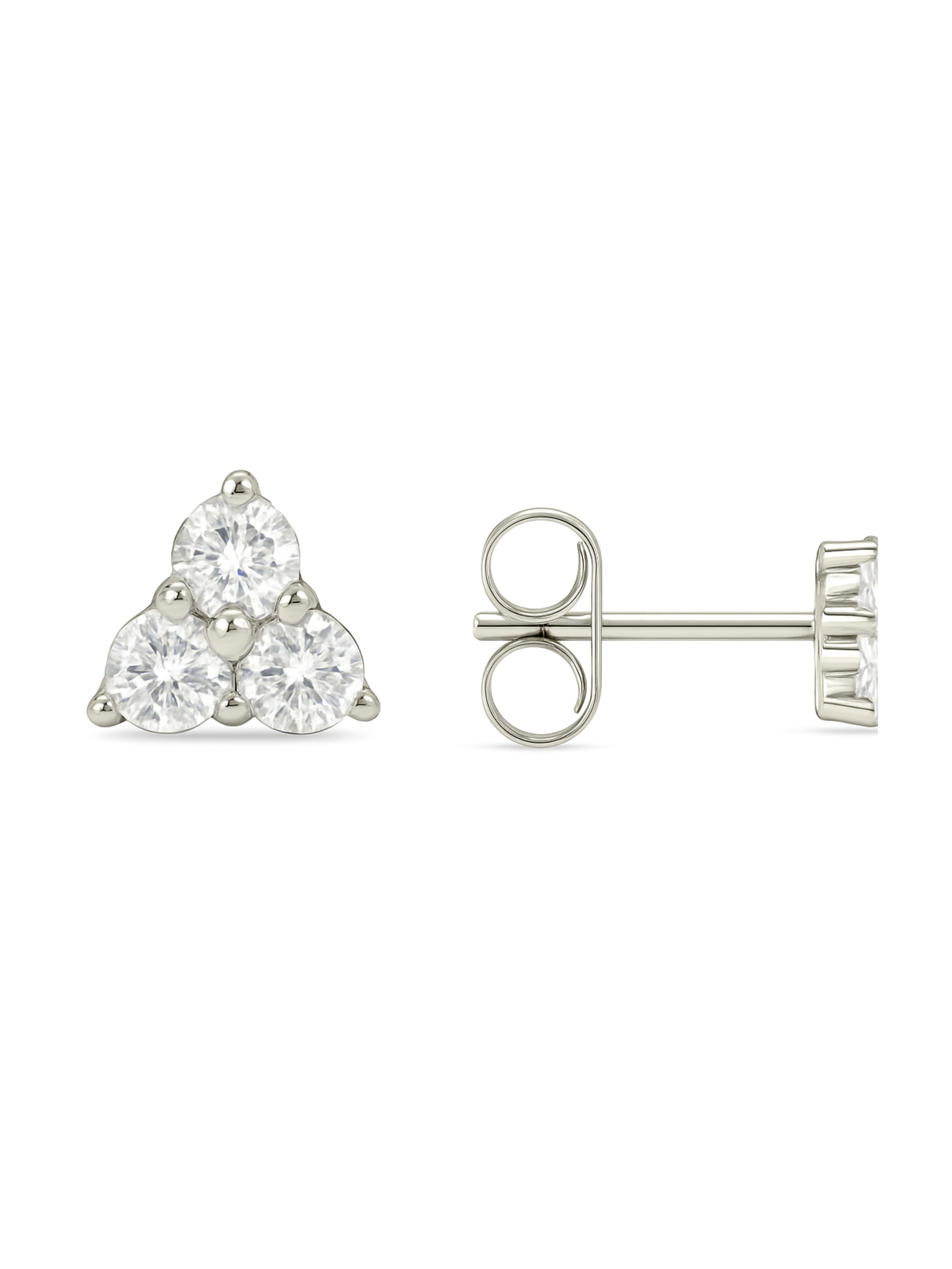 Trinity Diamond Stud Earrings 14K