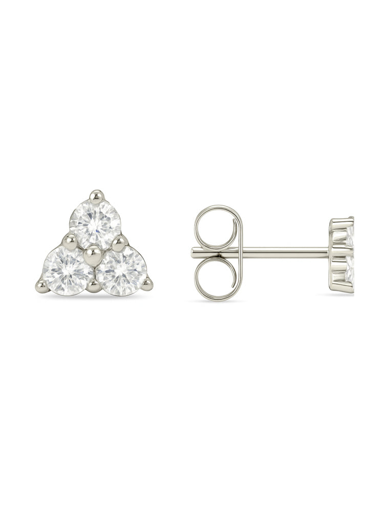 Trinity Diamond Stud Earrings 14K