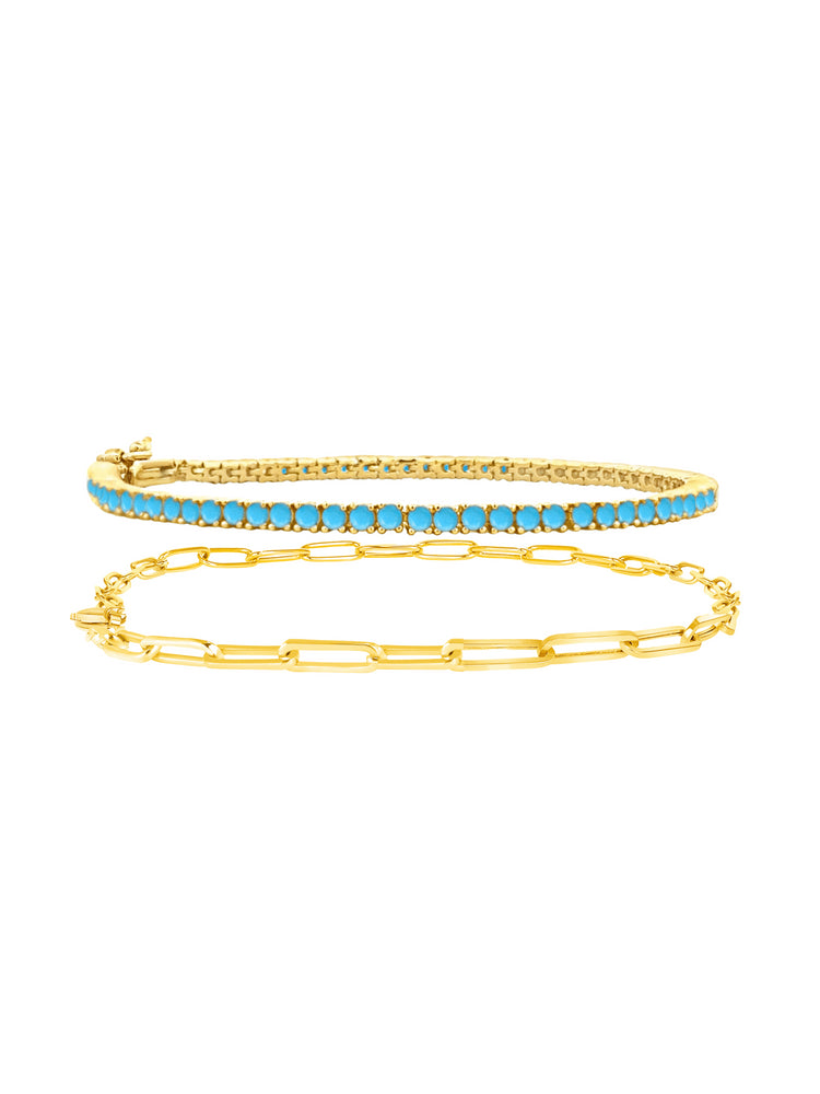 Turquoise Tennis Bracelet Set