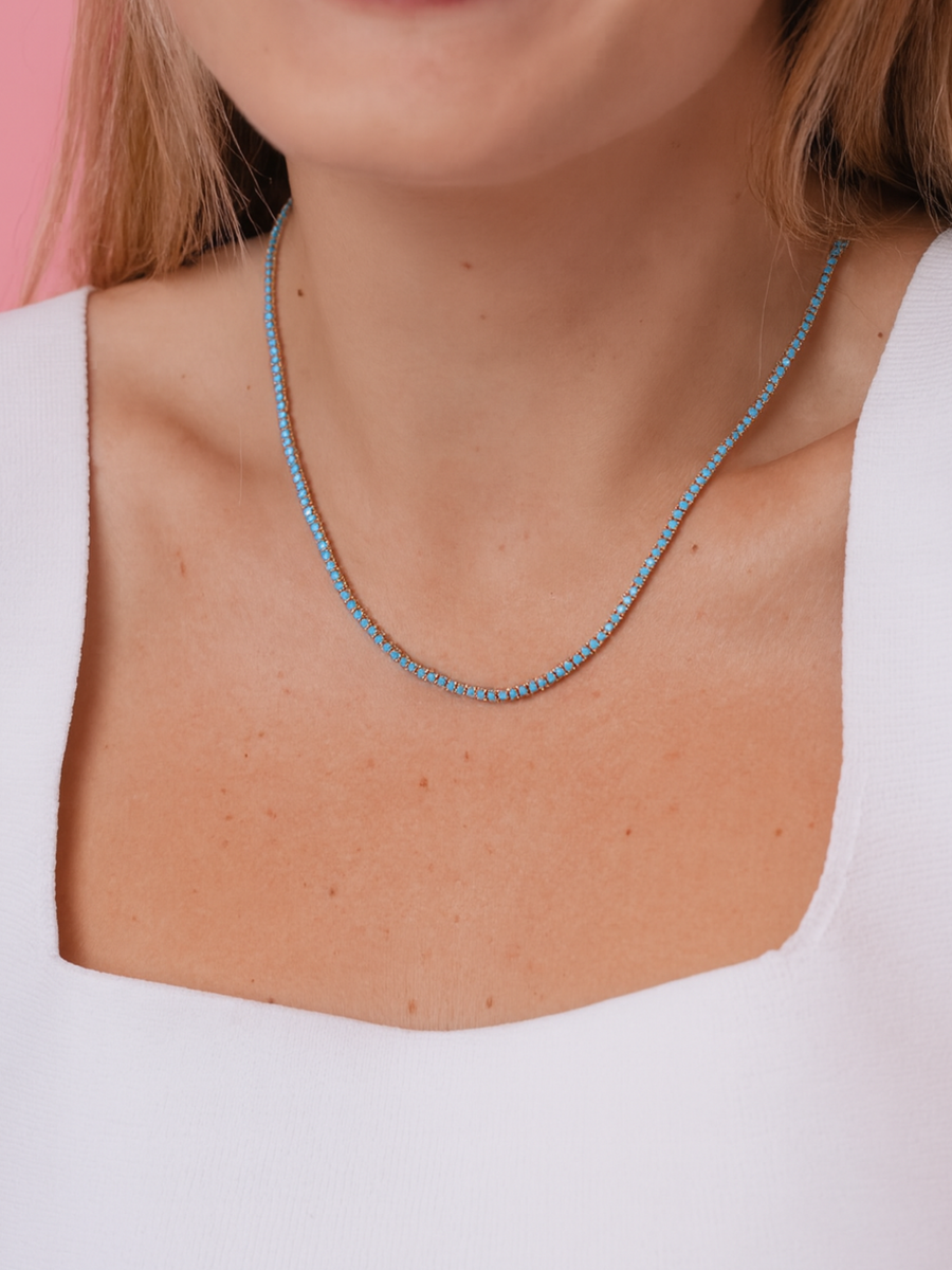 Turquoise Cz Tennis Necklace | LeMel – LeMel