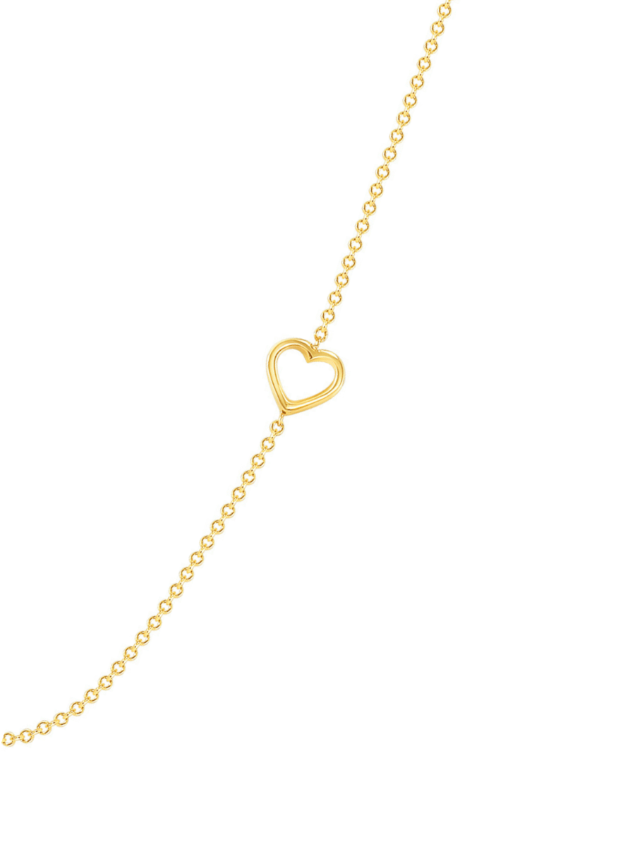 Dainty gold chain with simple gold heart charm