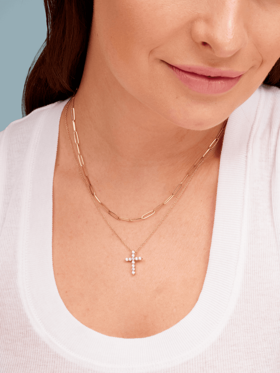 Diamond Cross Necklace - Medium 14K | LeMel – LeMel