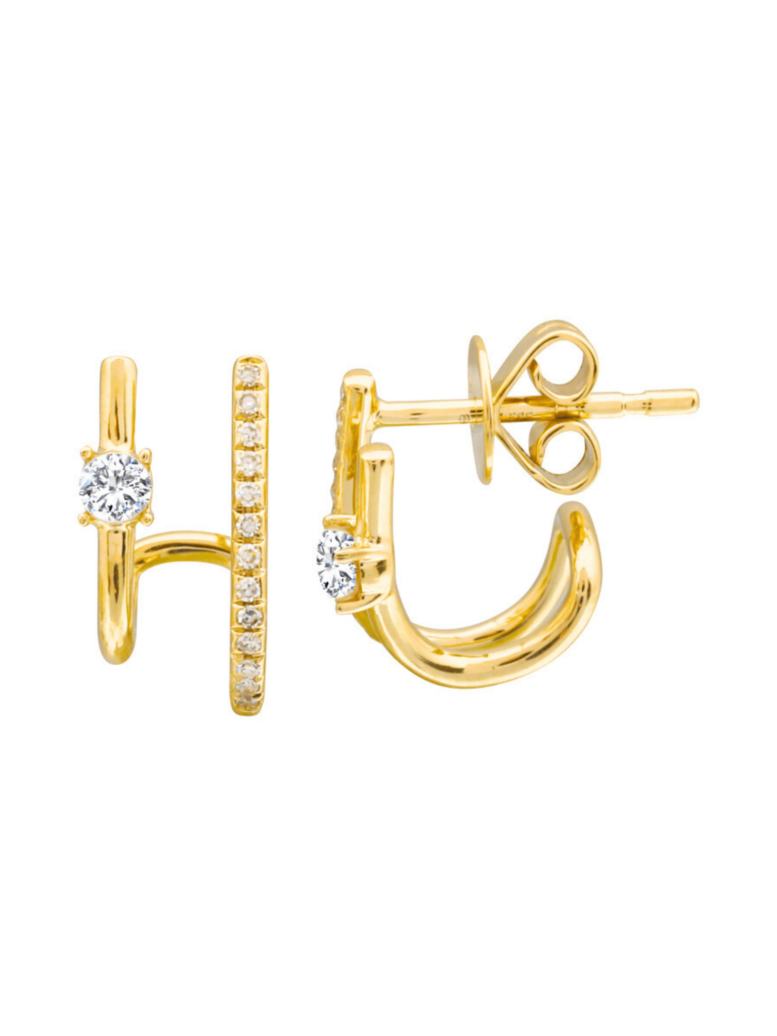 Katie Diamond Double Bar Stud Earring - LeMel