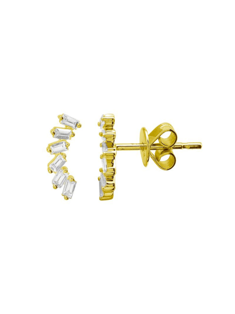 Paris Baguette Stud Earrings 14K