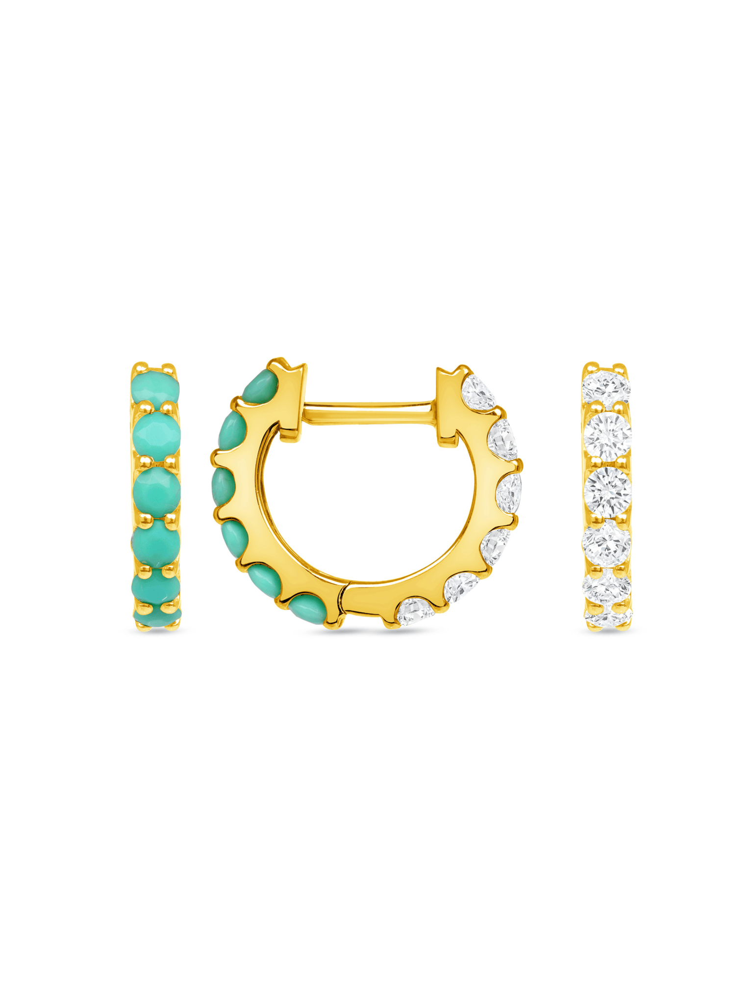 Reversible Turquoise and Diamond Huggie 14K - LeMel